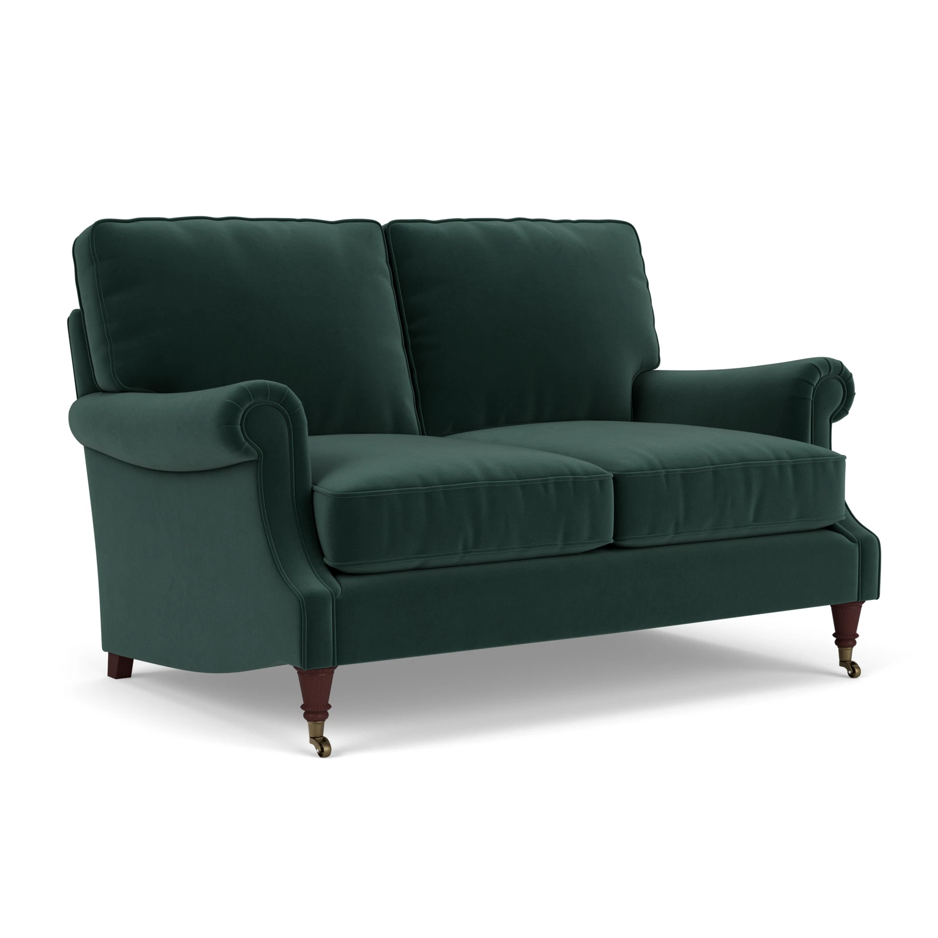 Taylor High Back Large 2 Seater Sofa in Matt Velvet - Lake with Light legs