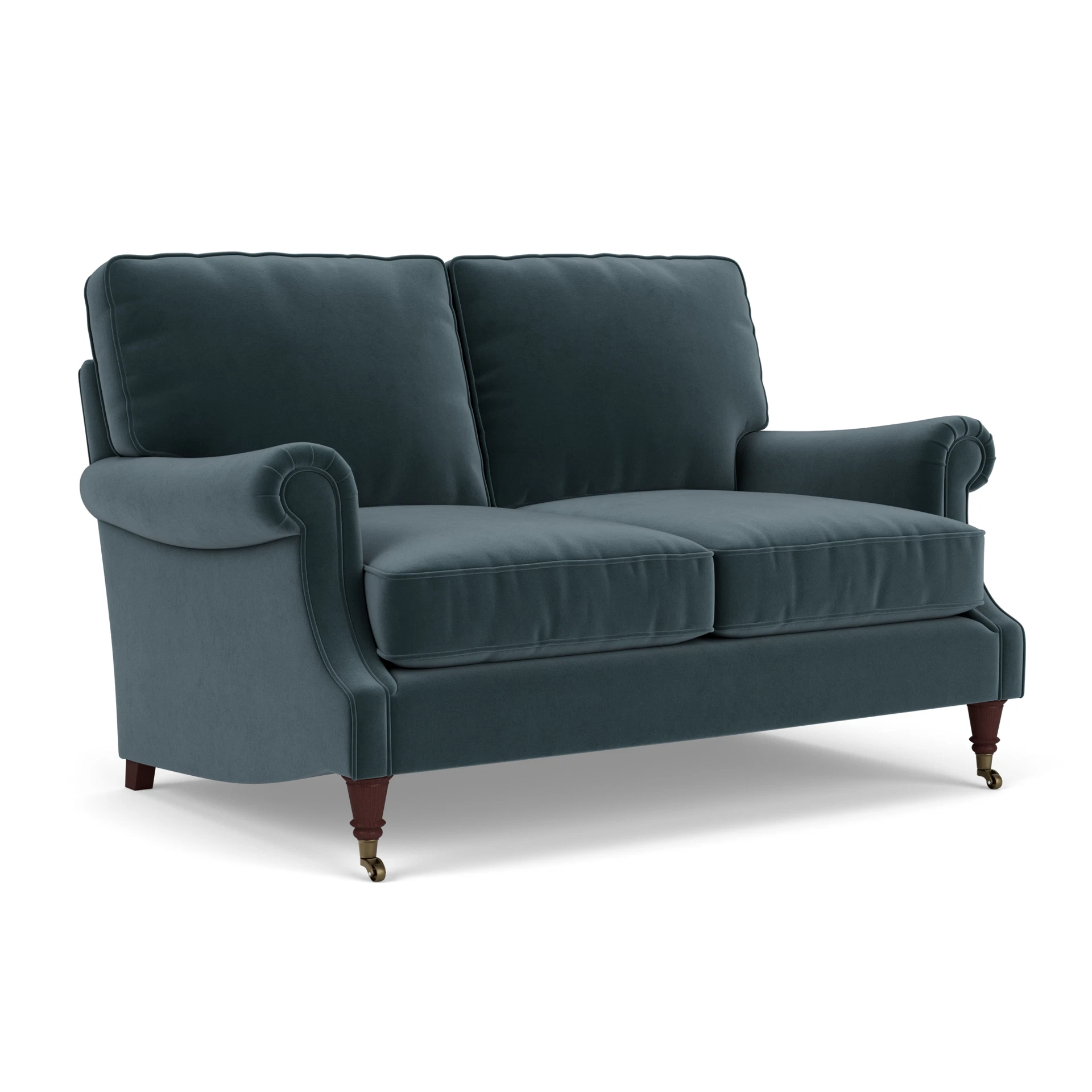 Taylor High Back Large 2 Seater Sofa in Matt Velvet - Night Sky with Light legs