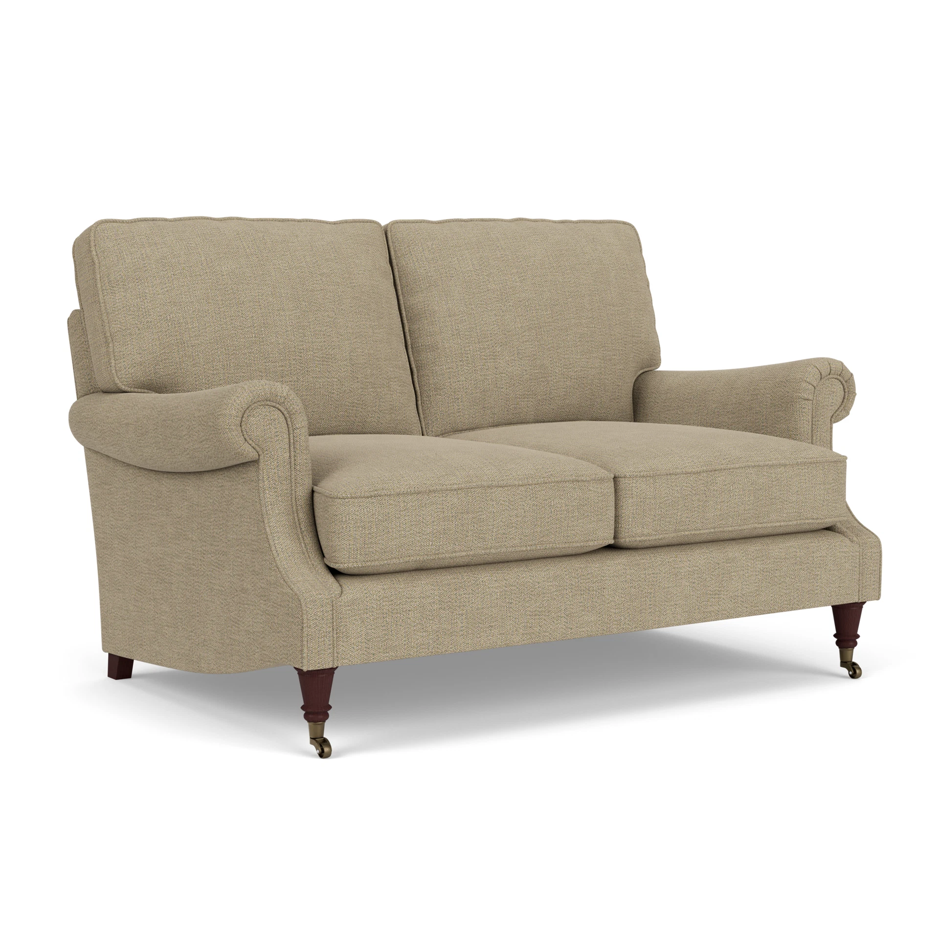 Taylor High Back Large 2 Seater Sofa in Rustic Weave - Apple with Light legs