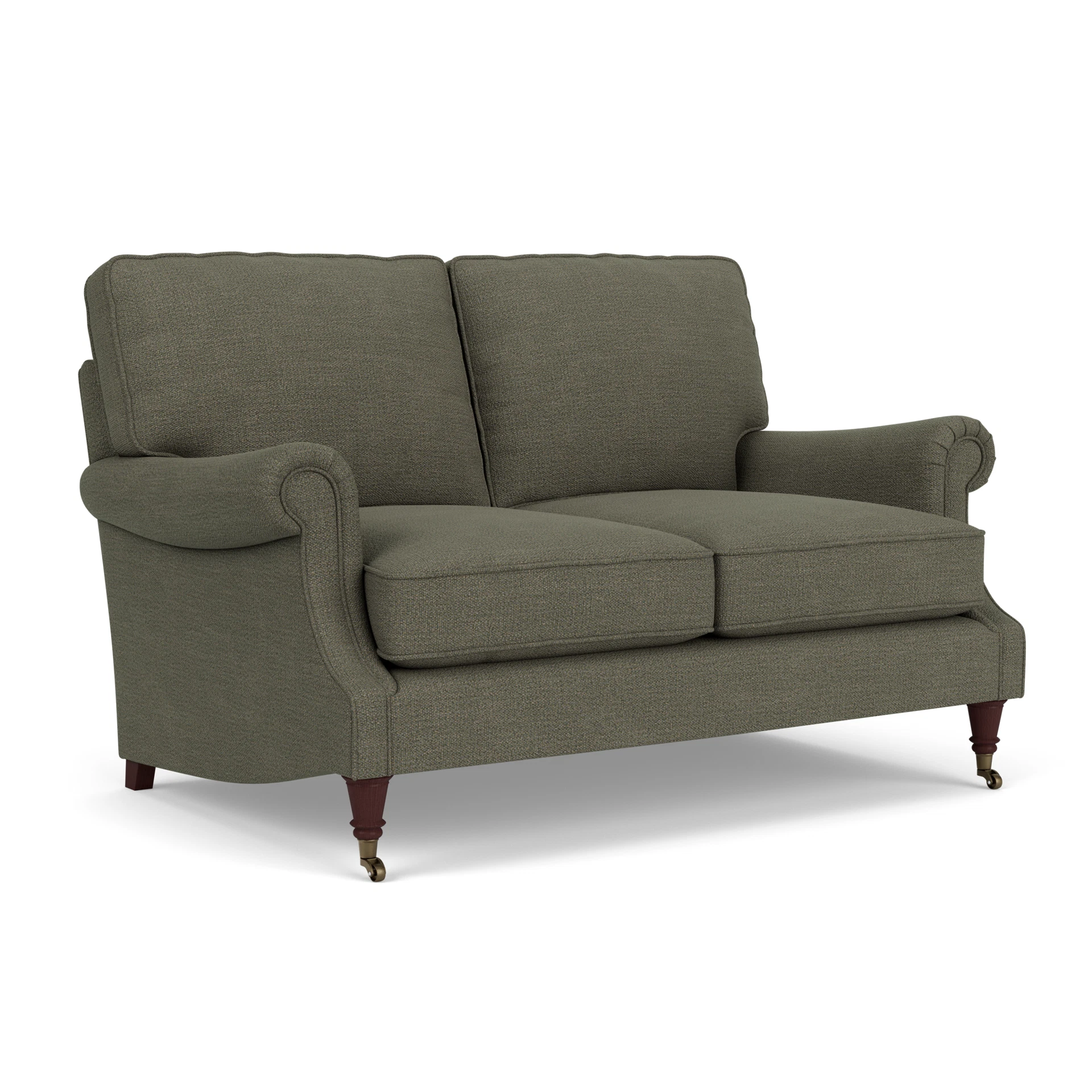 Taylor High Back Large 2 Seater Sofa in Rustic Weave - Deep Forest with Light legs