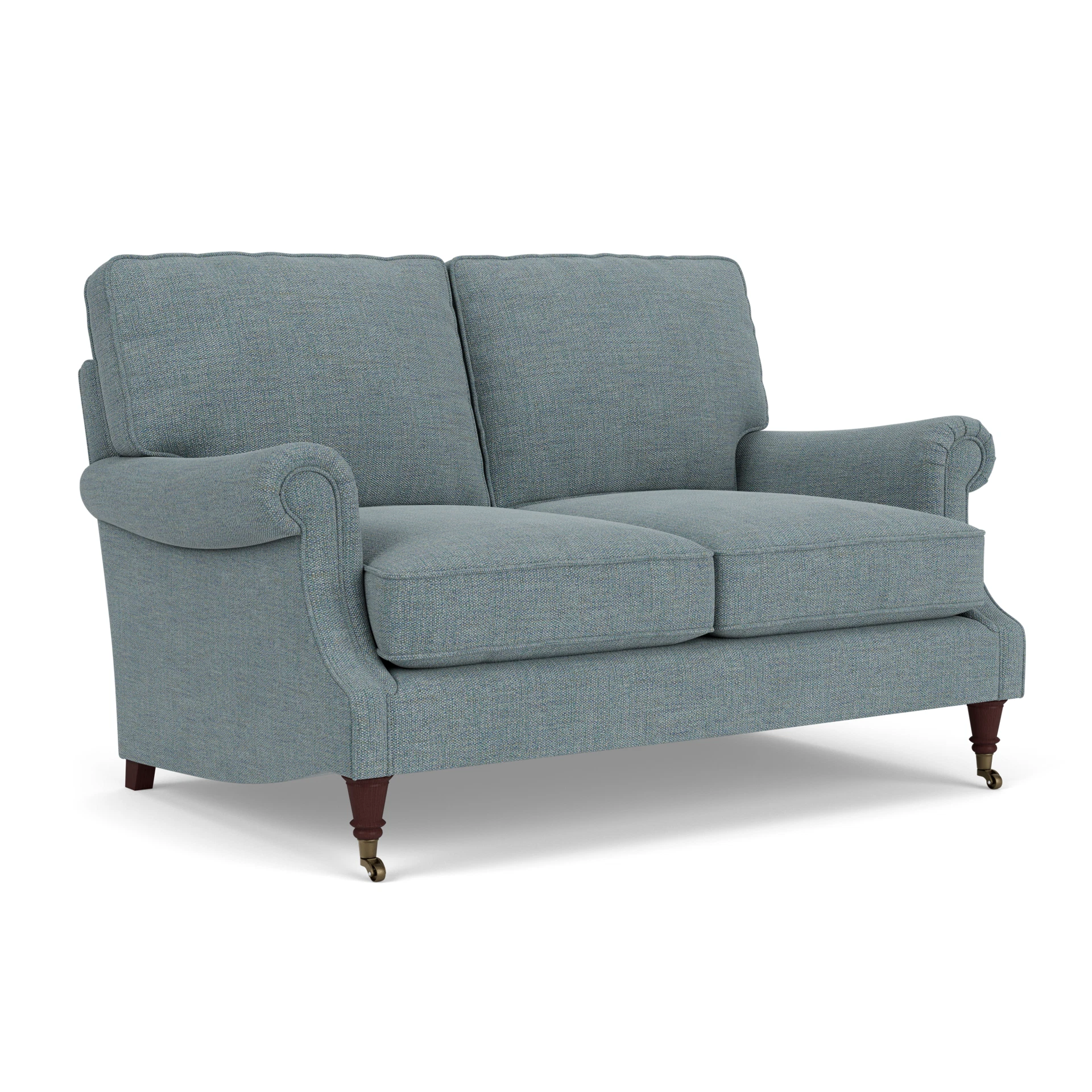 Taylor High Back Large 2 Seater Sofa in Rustic Weave - Teal Marl with Light legs