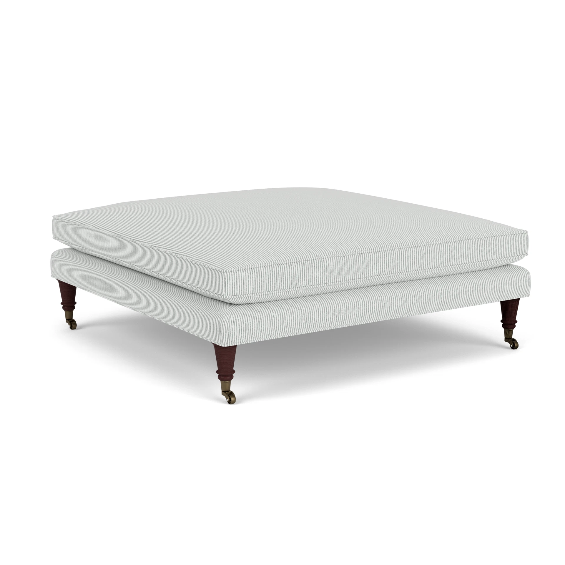 Taylor Small Foot Stool in Broadway Stripe - Duck Egg with Light legs