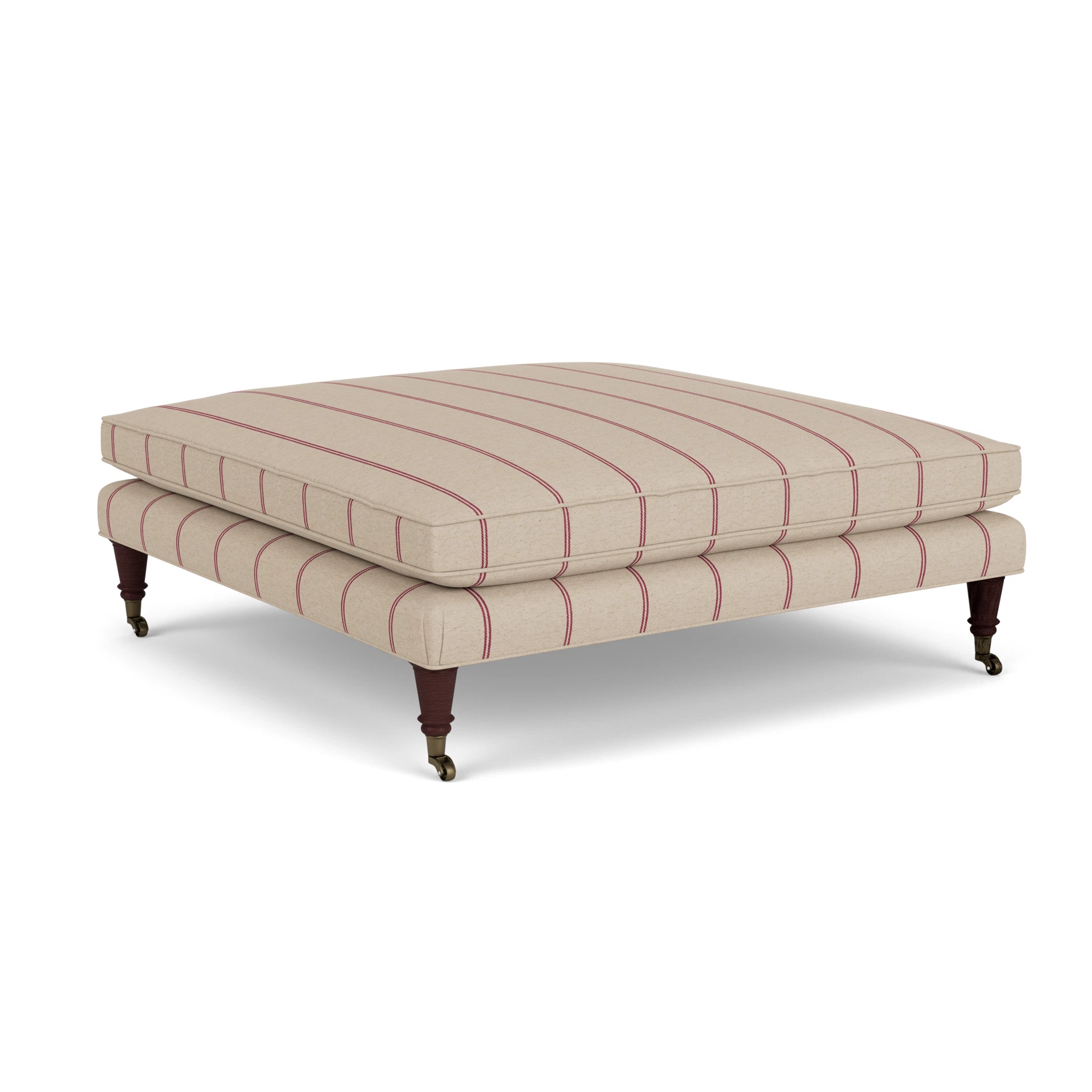 Taylor Small Foot Stool in Compton Stripe - Raspberry with Light legs