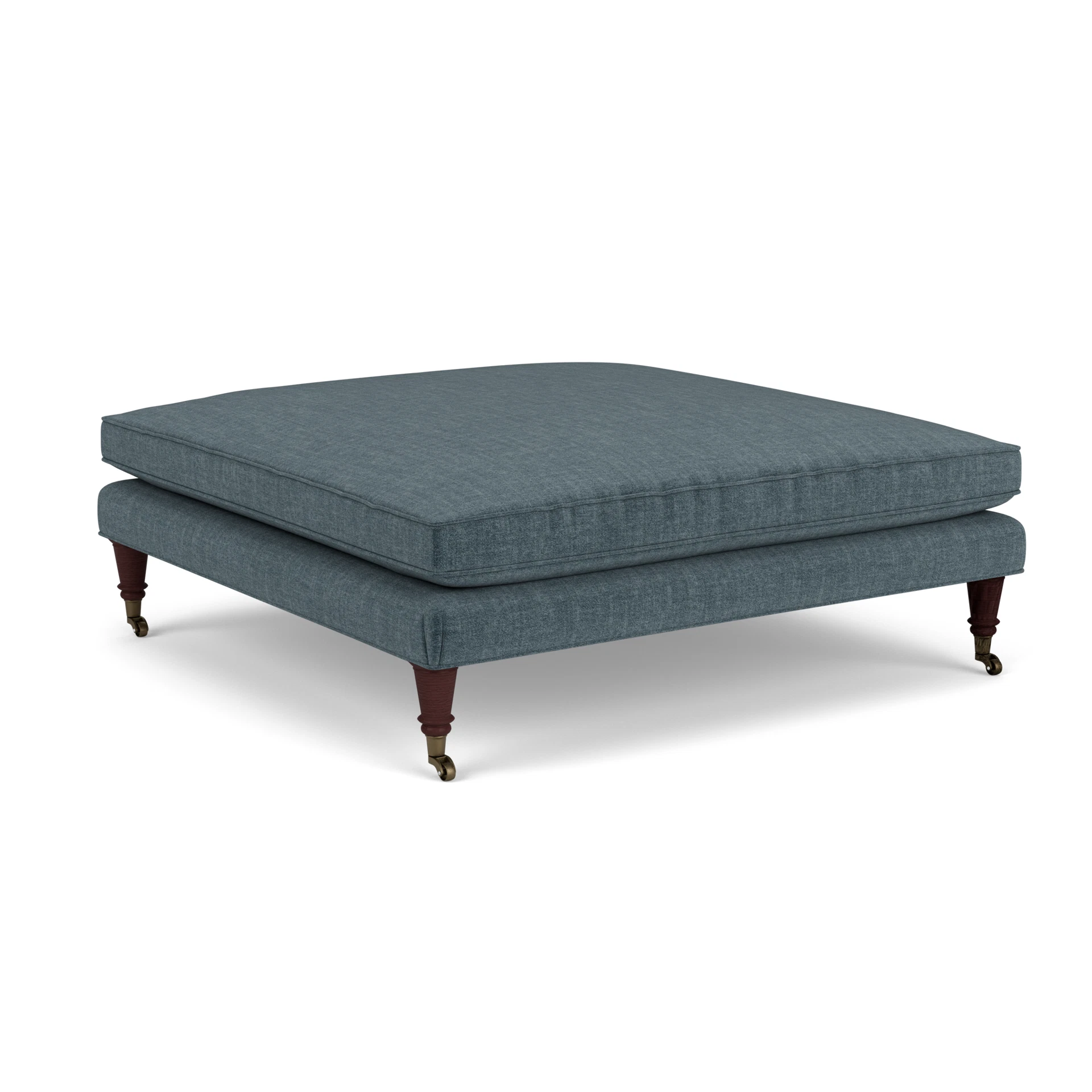 Taylor Small Foot Stool in Eco Chenille - Teal with Light legs