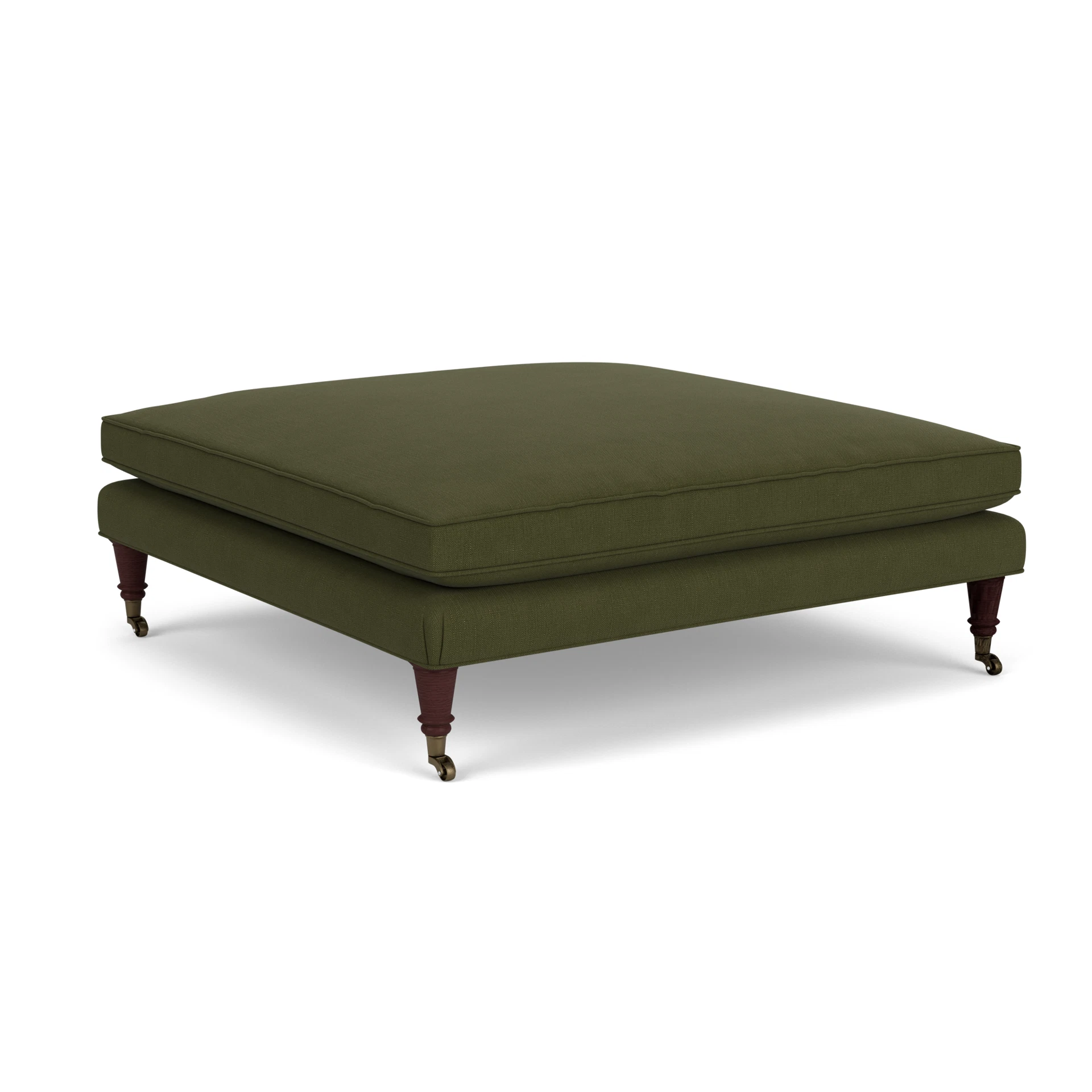 Taylor Small Foot Stool in House Linen Mix - Forest Green with Light legs