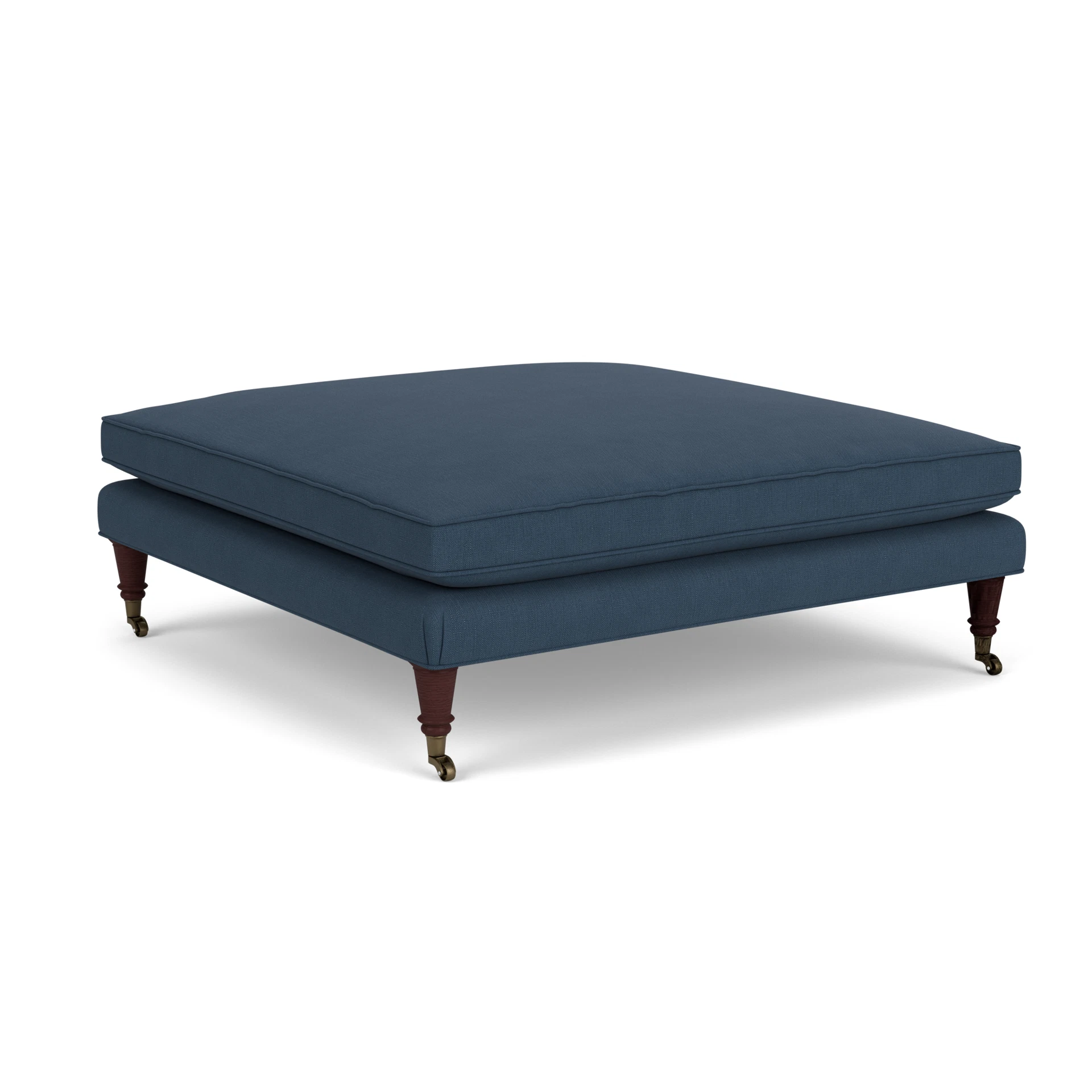 Taylor Small Foot Stool in House Linen Mix - Indigo with Light legs