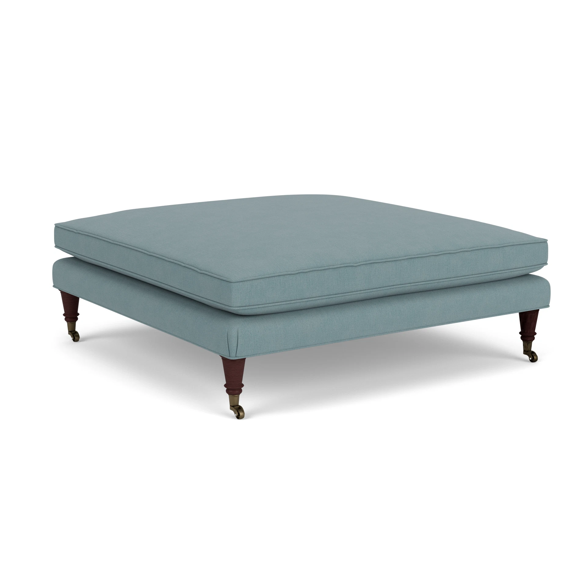 Taylor Small Foot Stool in House Linen Mix - Sky Blue with Light legs