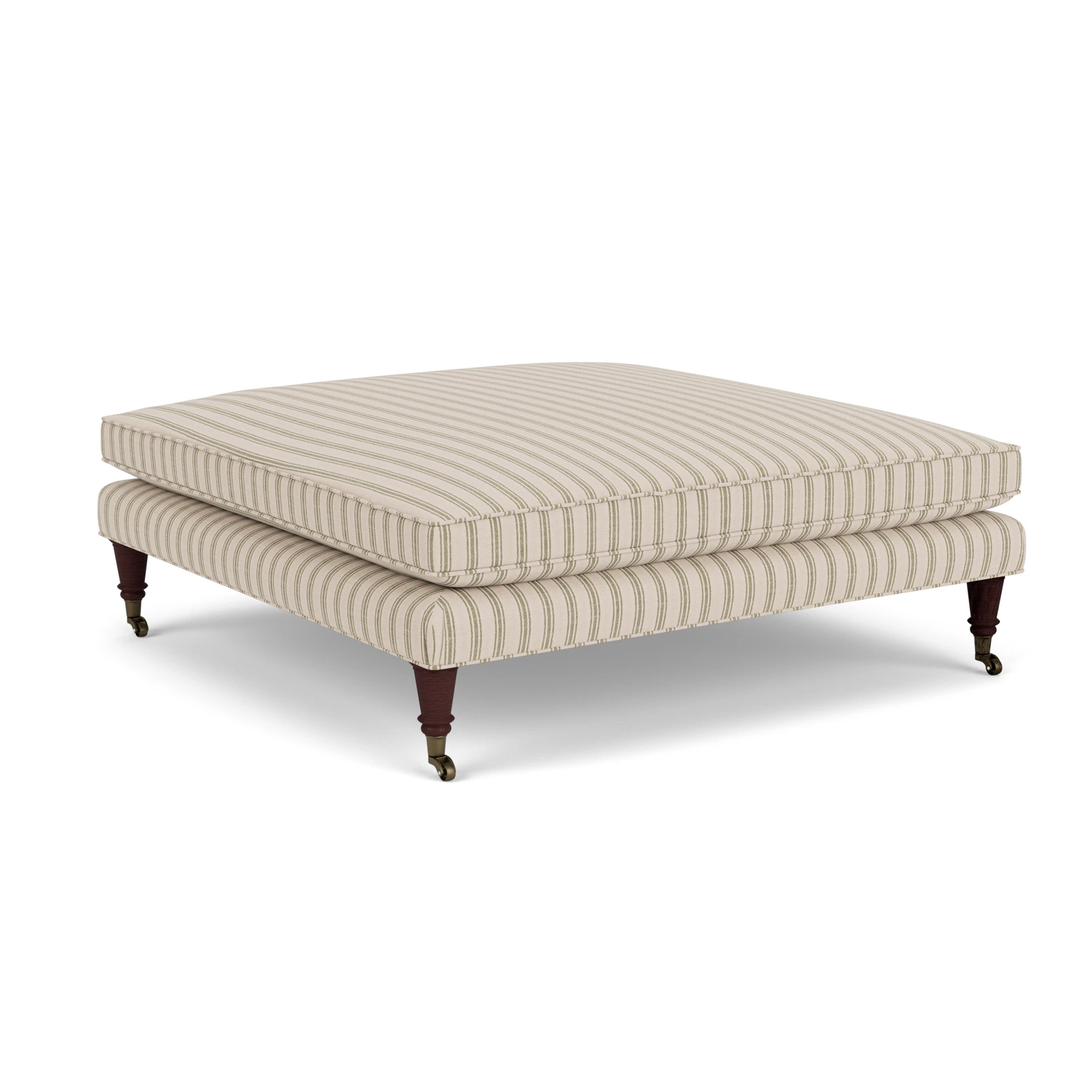 Taylor Small Foot Stool in Kingham Stripe - Sage with Light legs