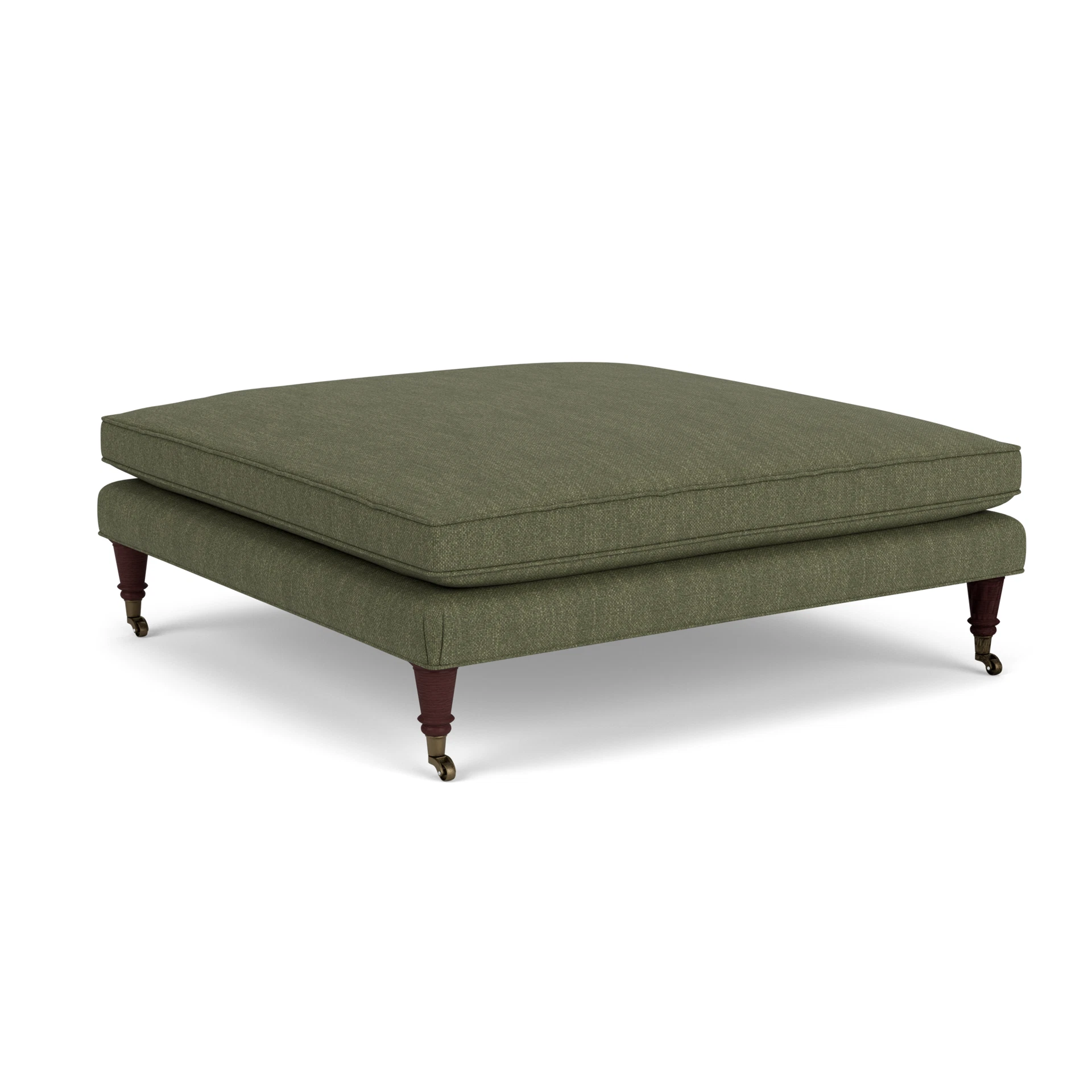 Taylor Small Foot Stool in Luxury Italian Linen - Fern with Light legs