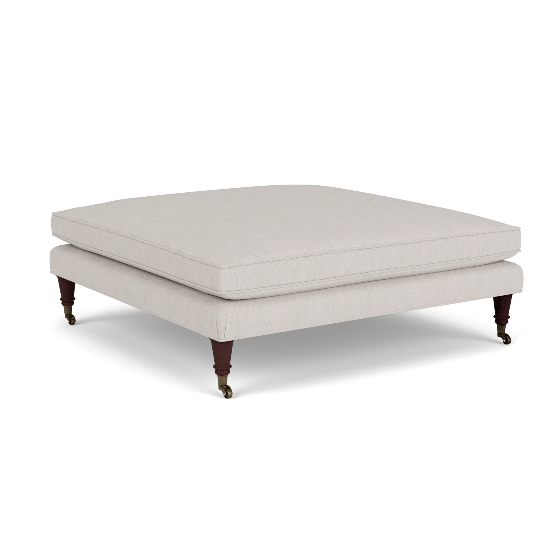 Taylor Small Foot Stool in Luxury Italian Linen - Soft White with Light legs