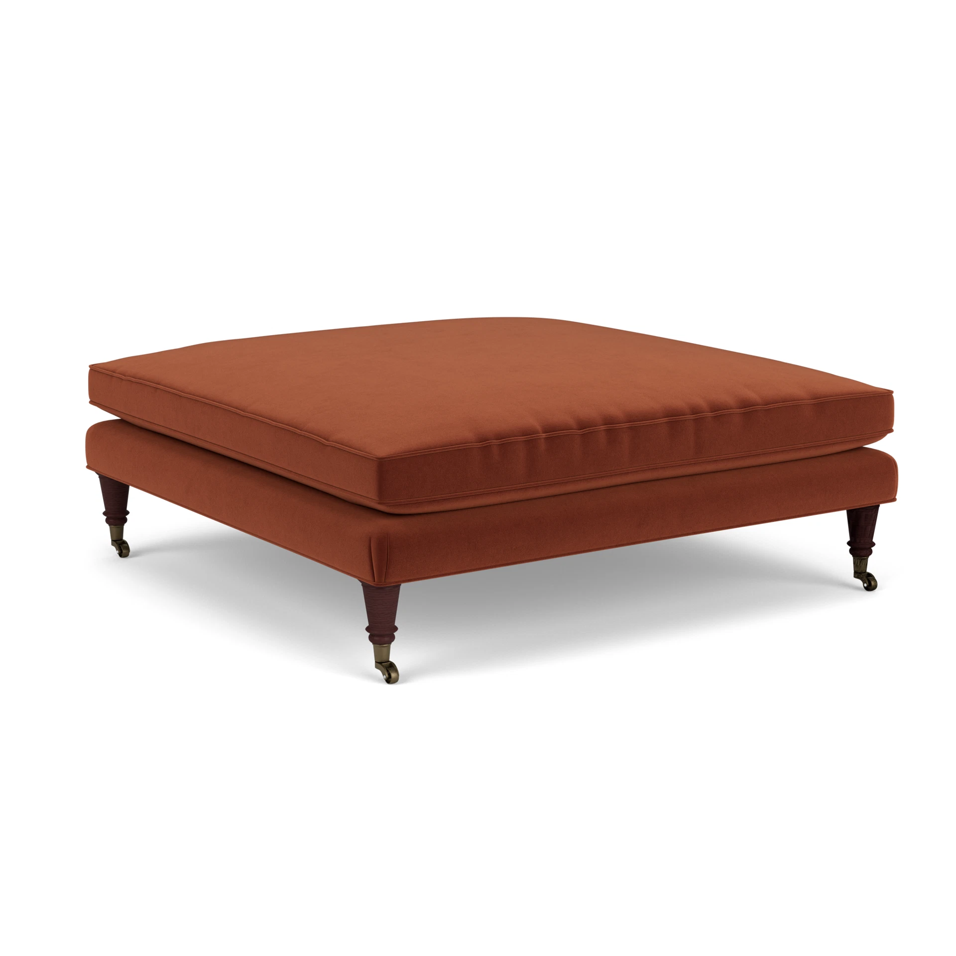 Taylor Small Foot Stool in Matt Velvet - Brick with Light legs