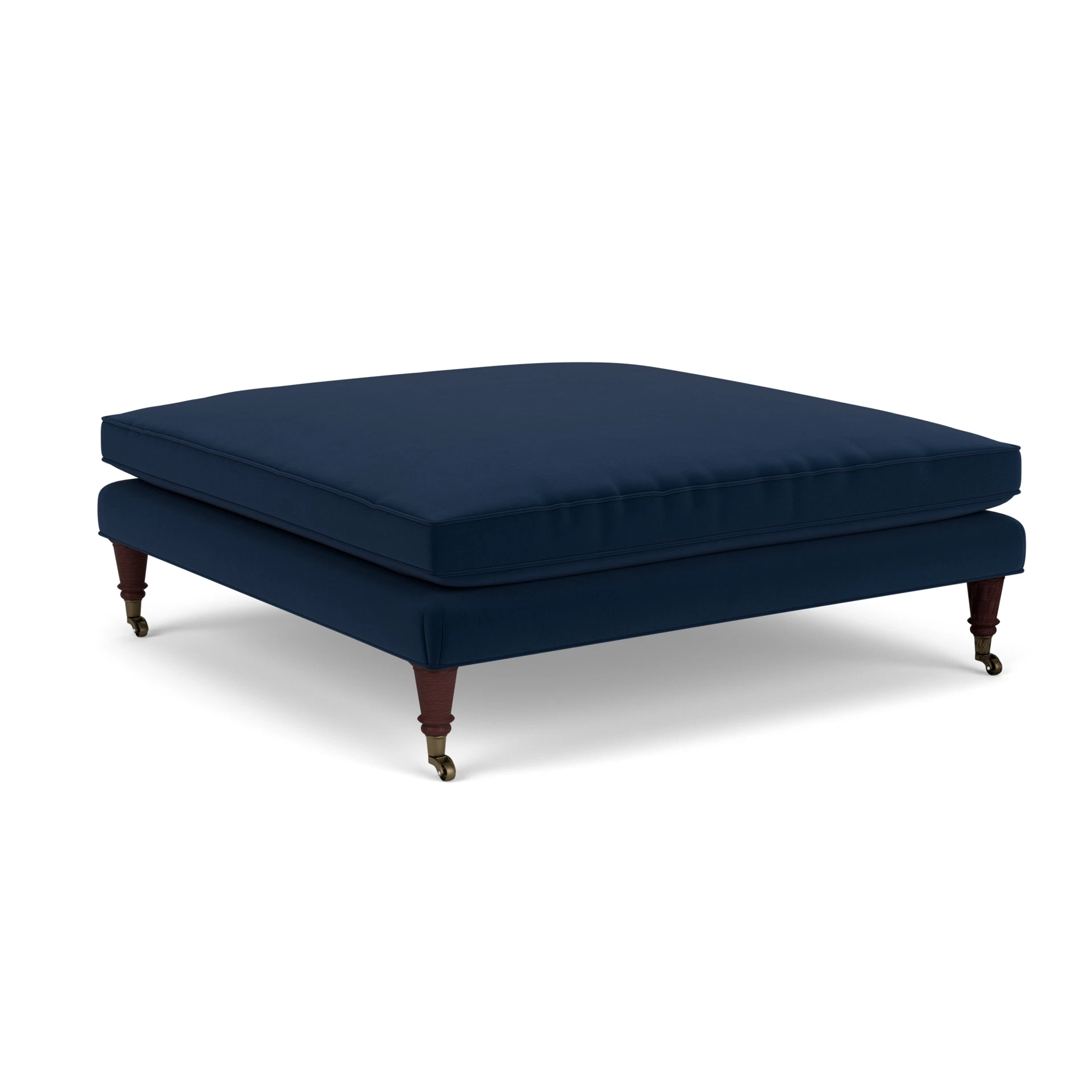 Taylor Small Foot Stool in Matt Velvet - Deep Blue with Light legs