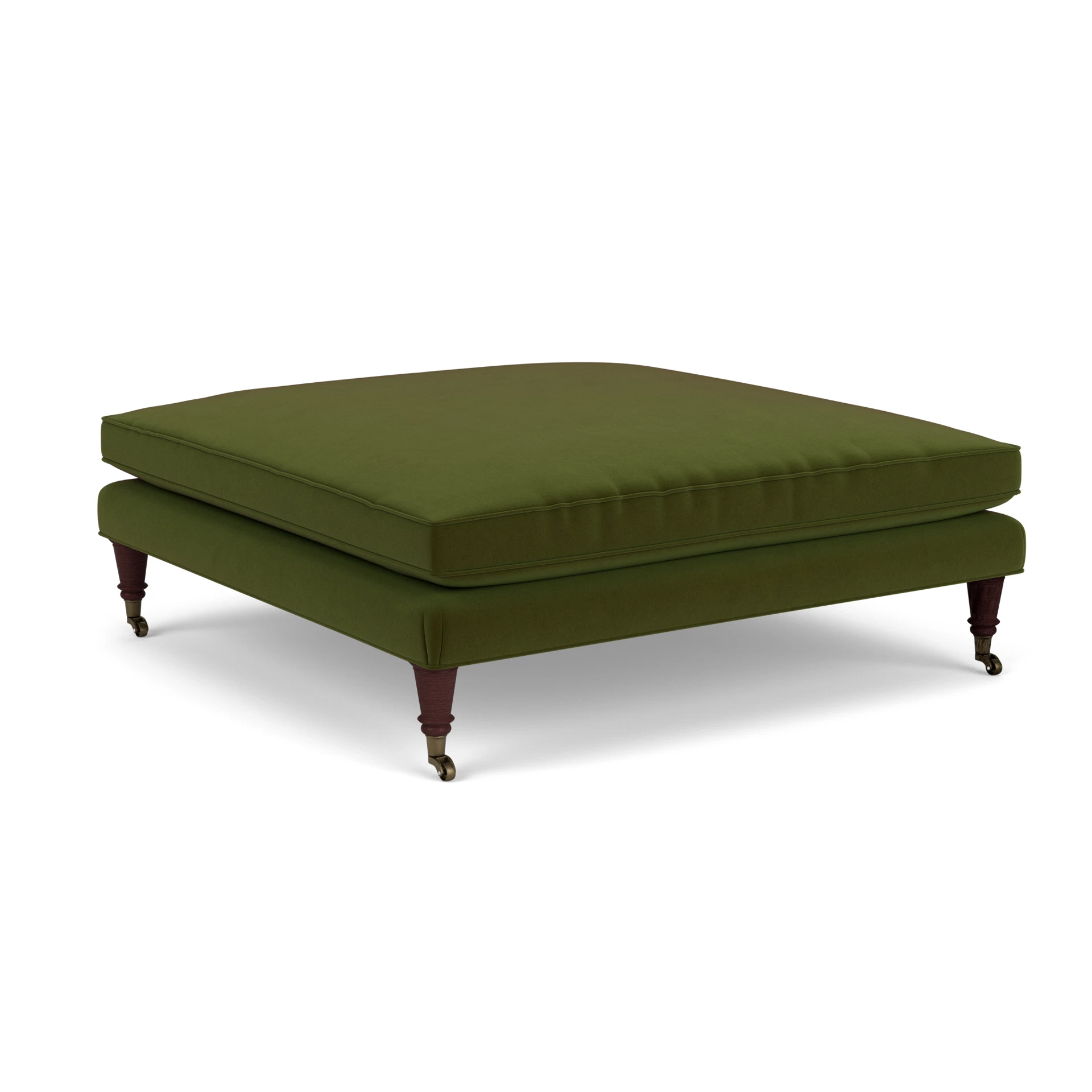 Taylor Small Foot Stool in Matt Velvet - Forest Green with Light legs
