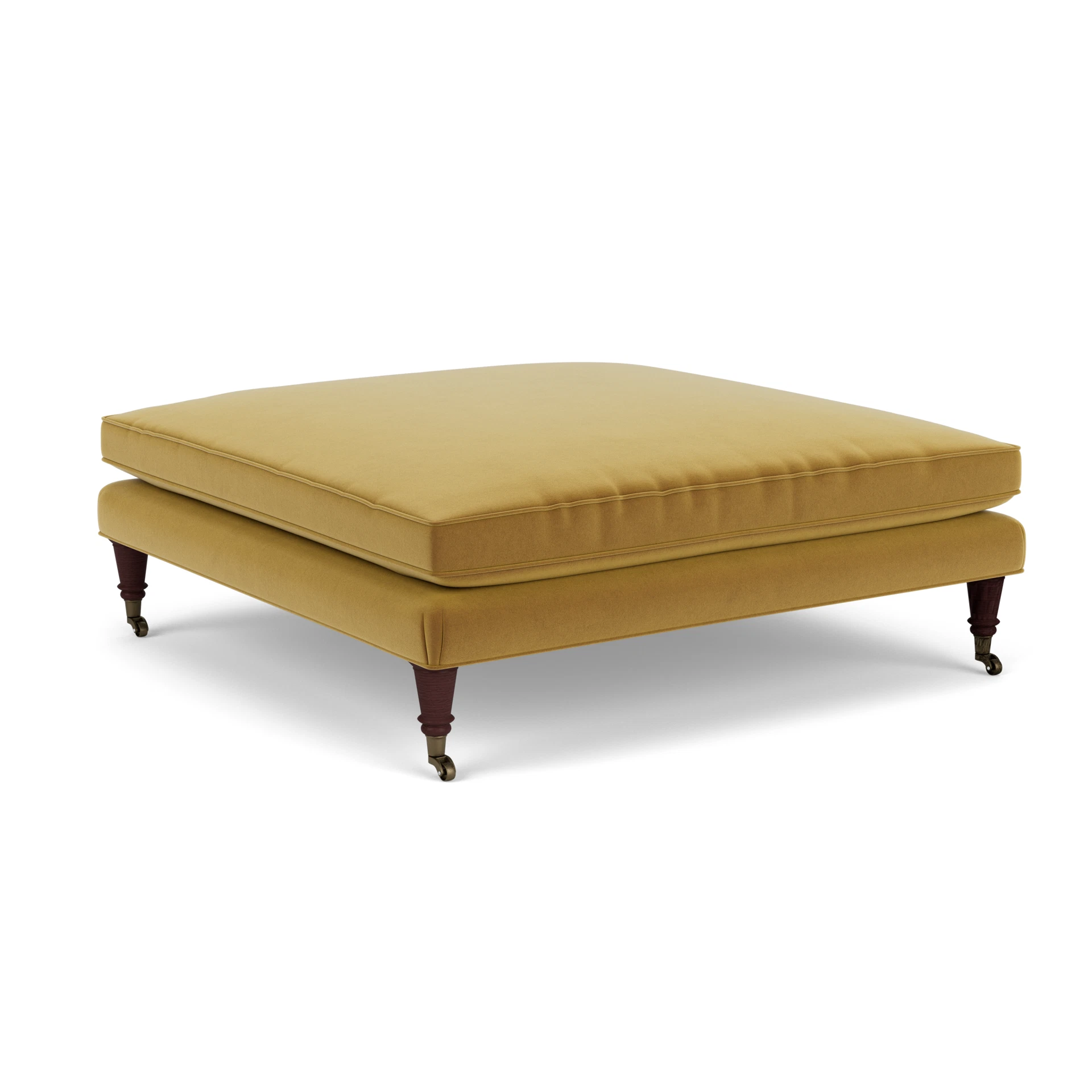 Taylor Small Foot Stool in Matt Velvet - Mustard with Light legs