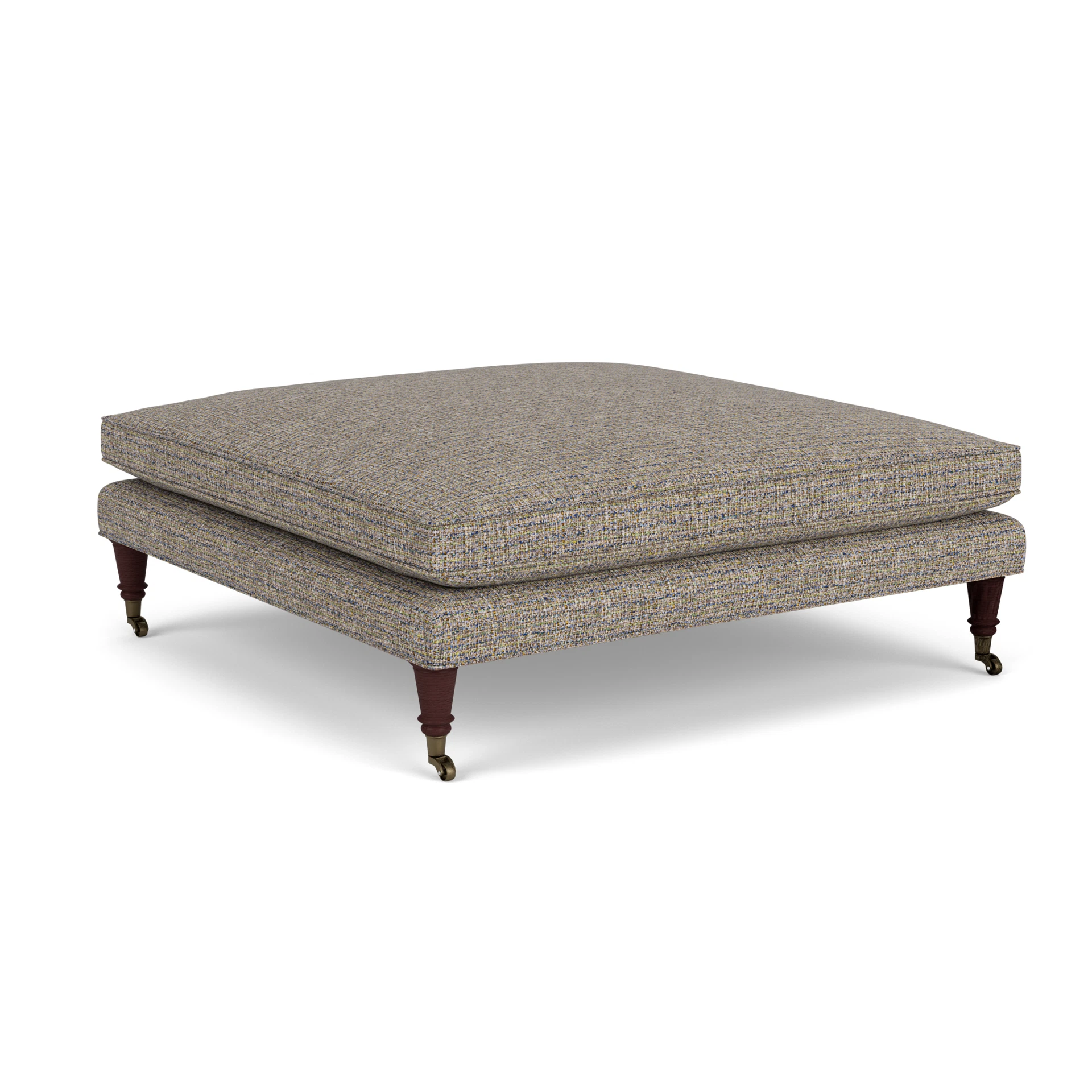 Taylor Small Foot Stool in Textured Weave - Shoreline Mix with Light legs