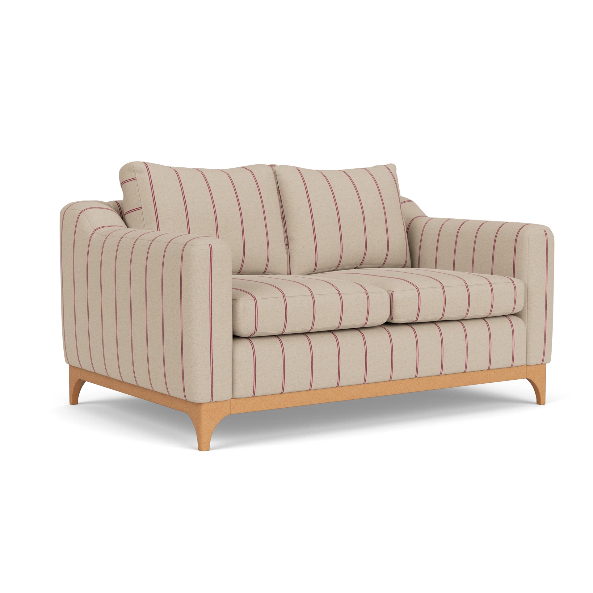 Watson 2 Seater Sofa in Compton Stripe - Raspberry with Light legs