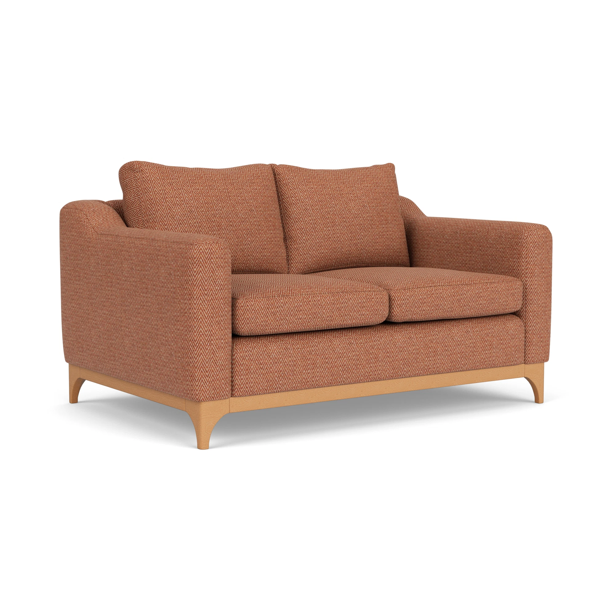 Watson 2 Seater Sofa in Herringbone Weave - Brick with Light legs