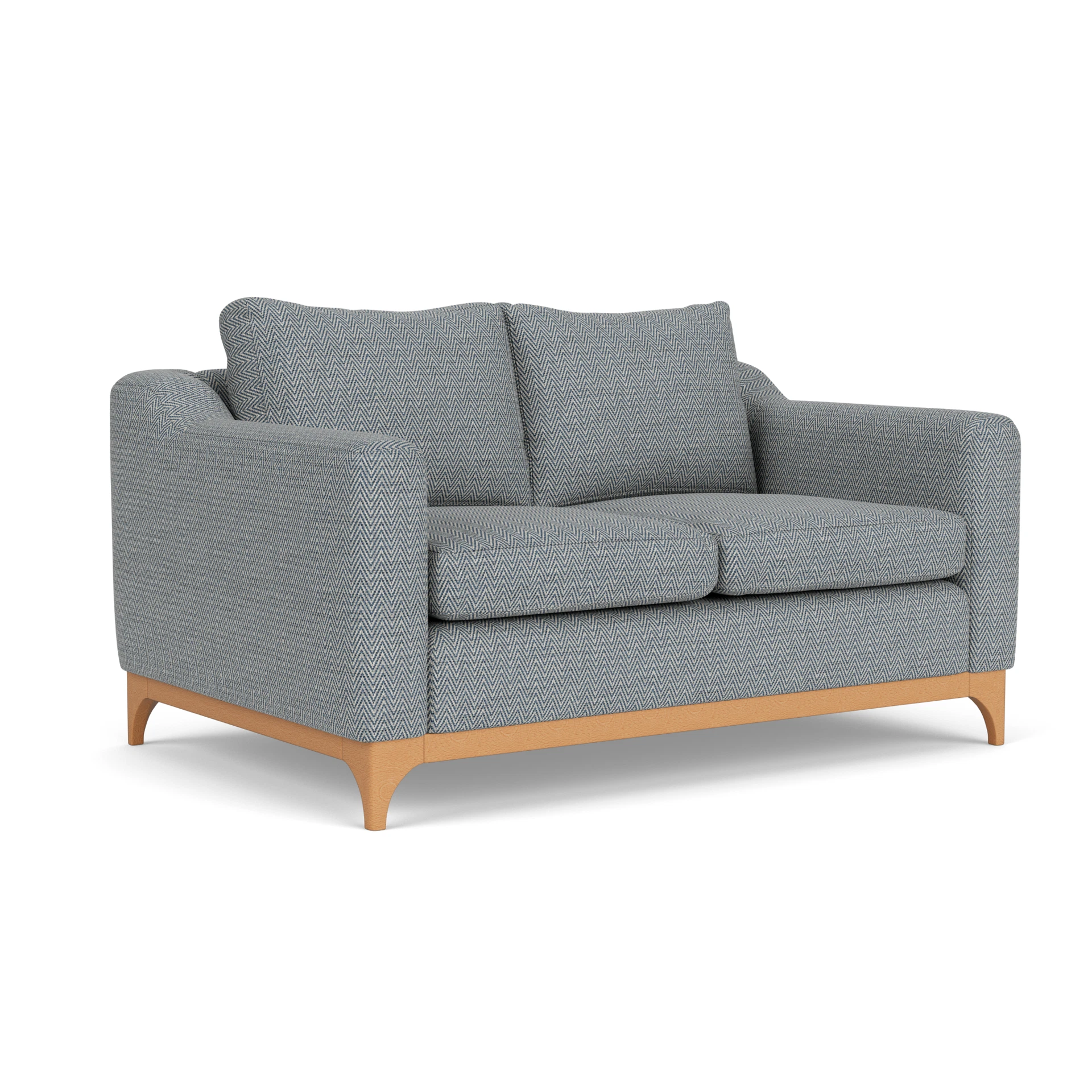 Watson 2 Seater Sofa in Herringbone Weave - Navy with Light legs