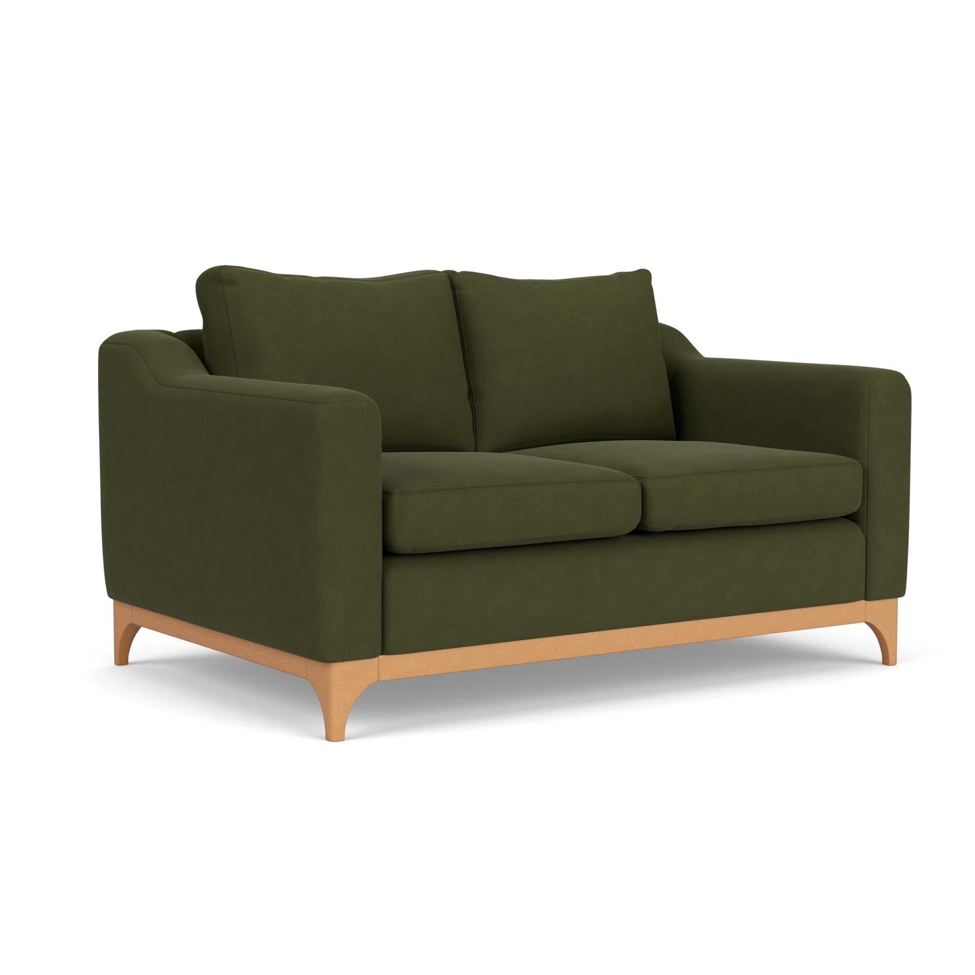 Watson 2 Seater Sofa in House Linen Mix - Forest Green with Light legs