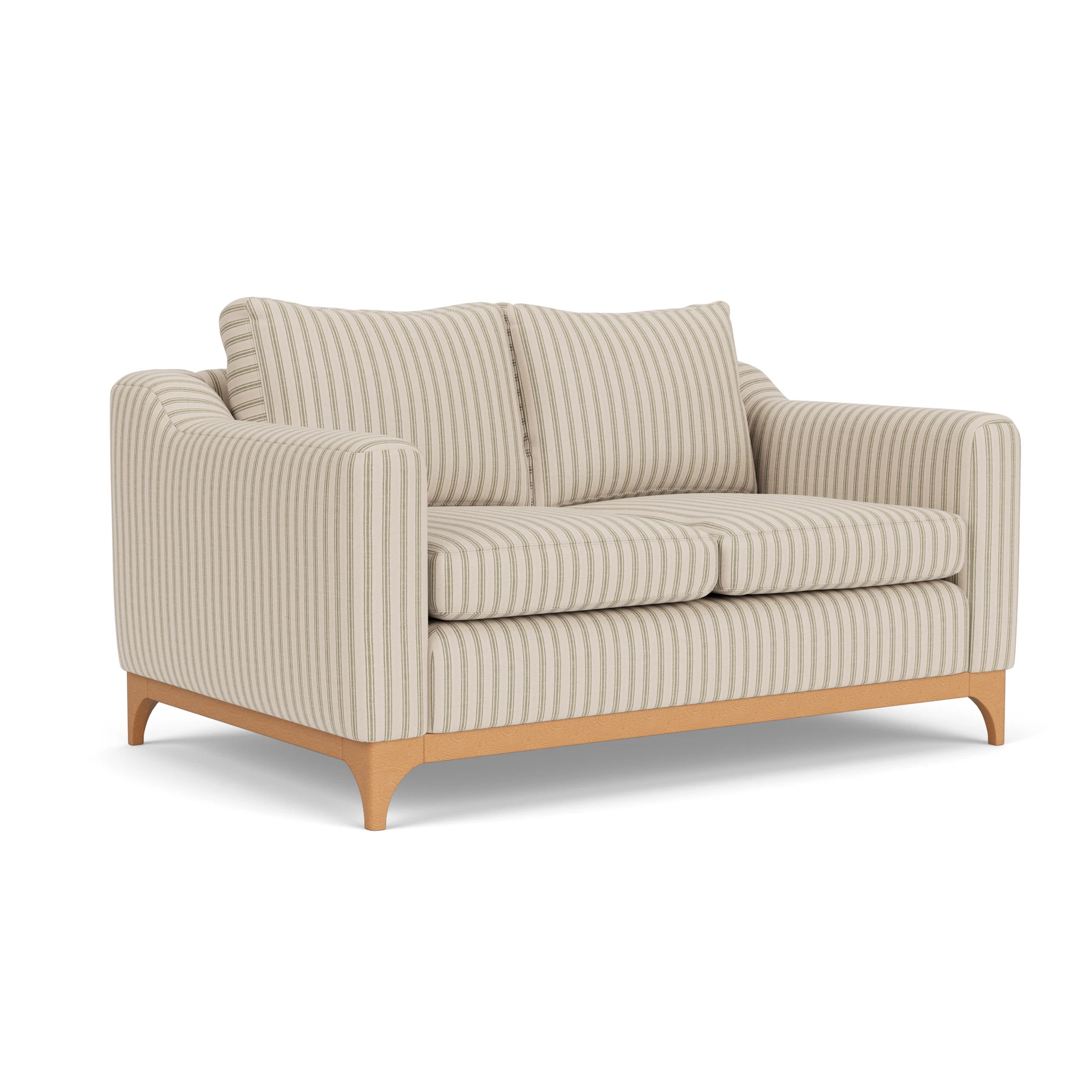 Watson 2 Seater Sofa in Kingham Stripe - Sage with Light legs