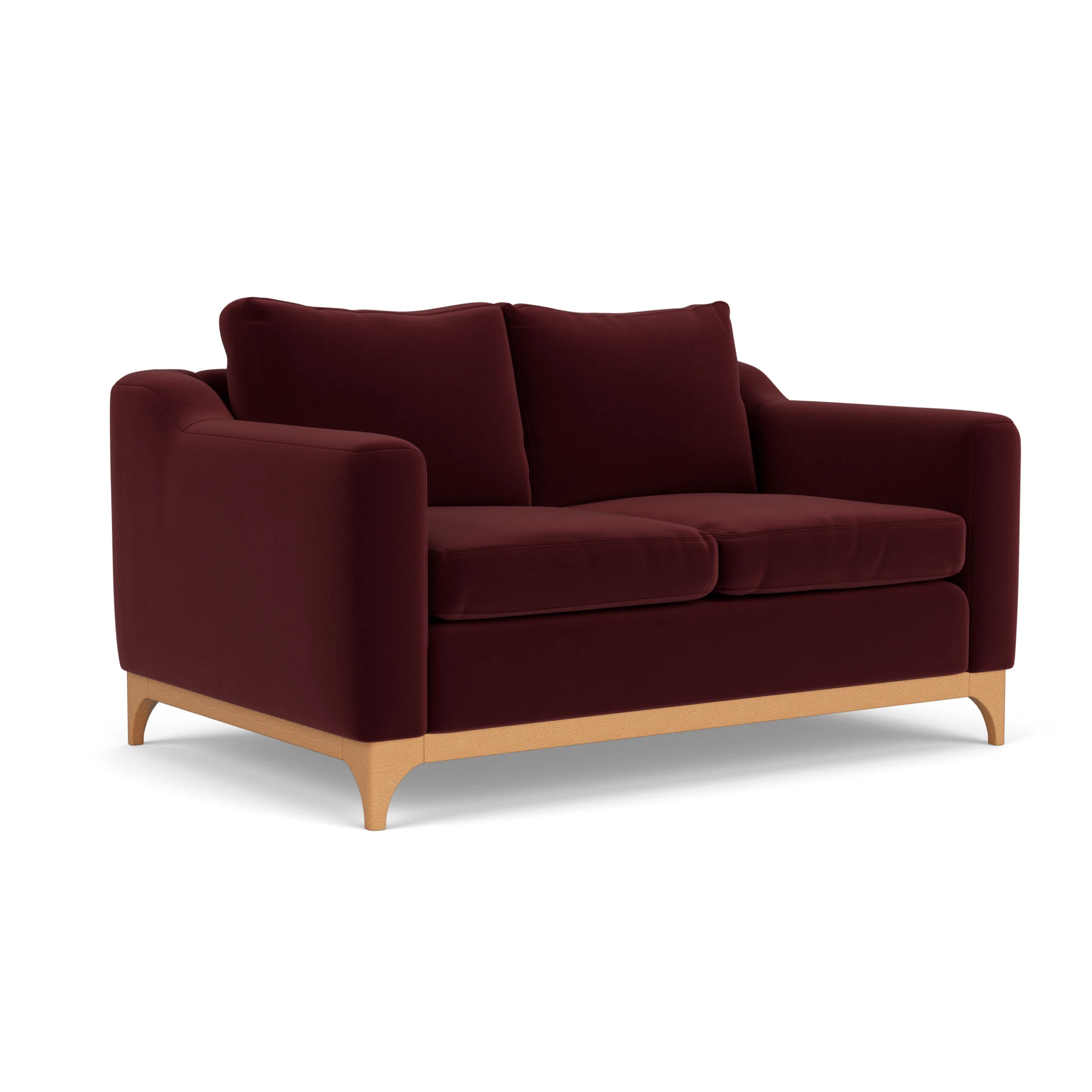 Watson 2 Seater Sofa in Matt Velvet - Dark Rosehip with Light legs