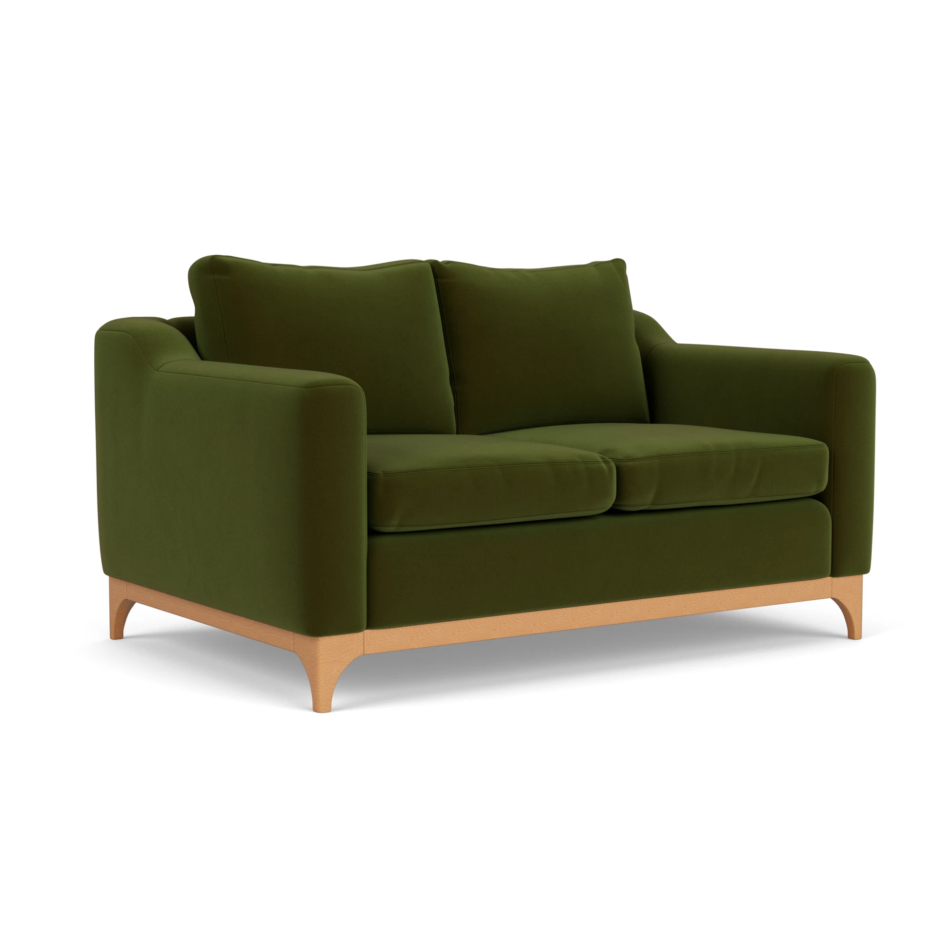 Watson 2 Seater Sofa in Matt Velvet - Forest Green with Light legs