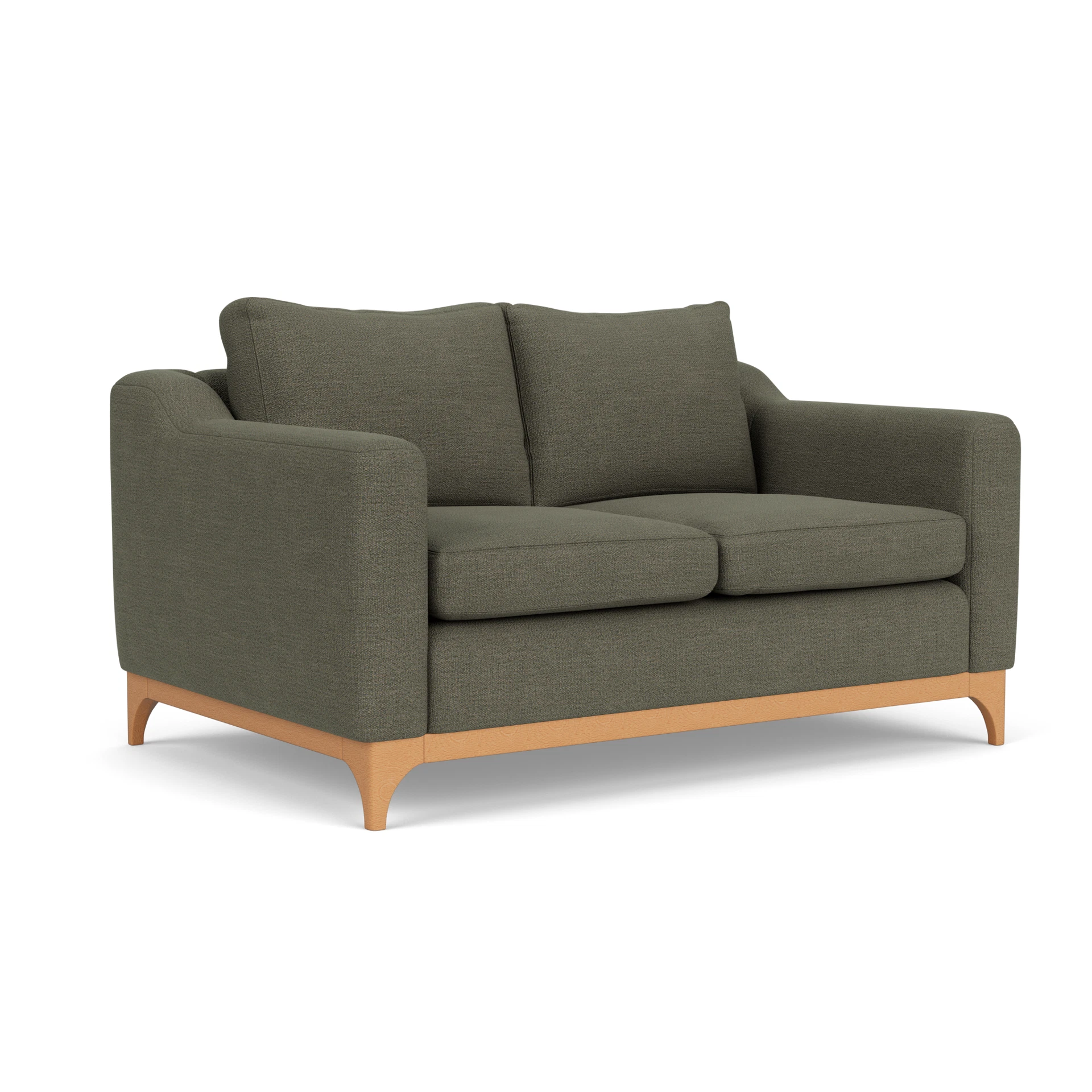 Watson 2 Seater Sofa in Rustic Weave - Deep Forest with Light legs