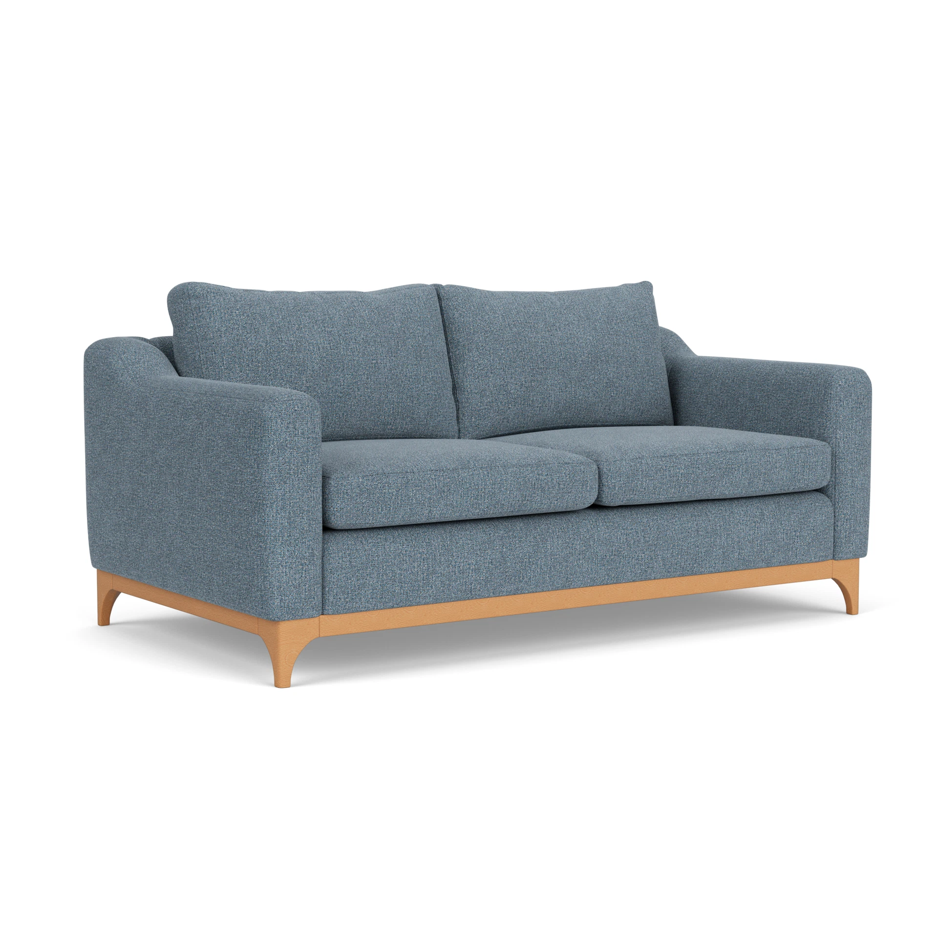Watson 3 Seater Sofa in Aquaclean Oxford - Mid Blue with Light legs