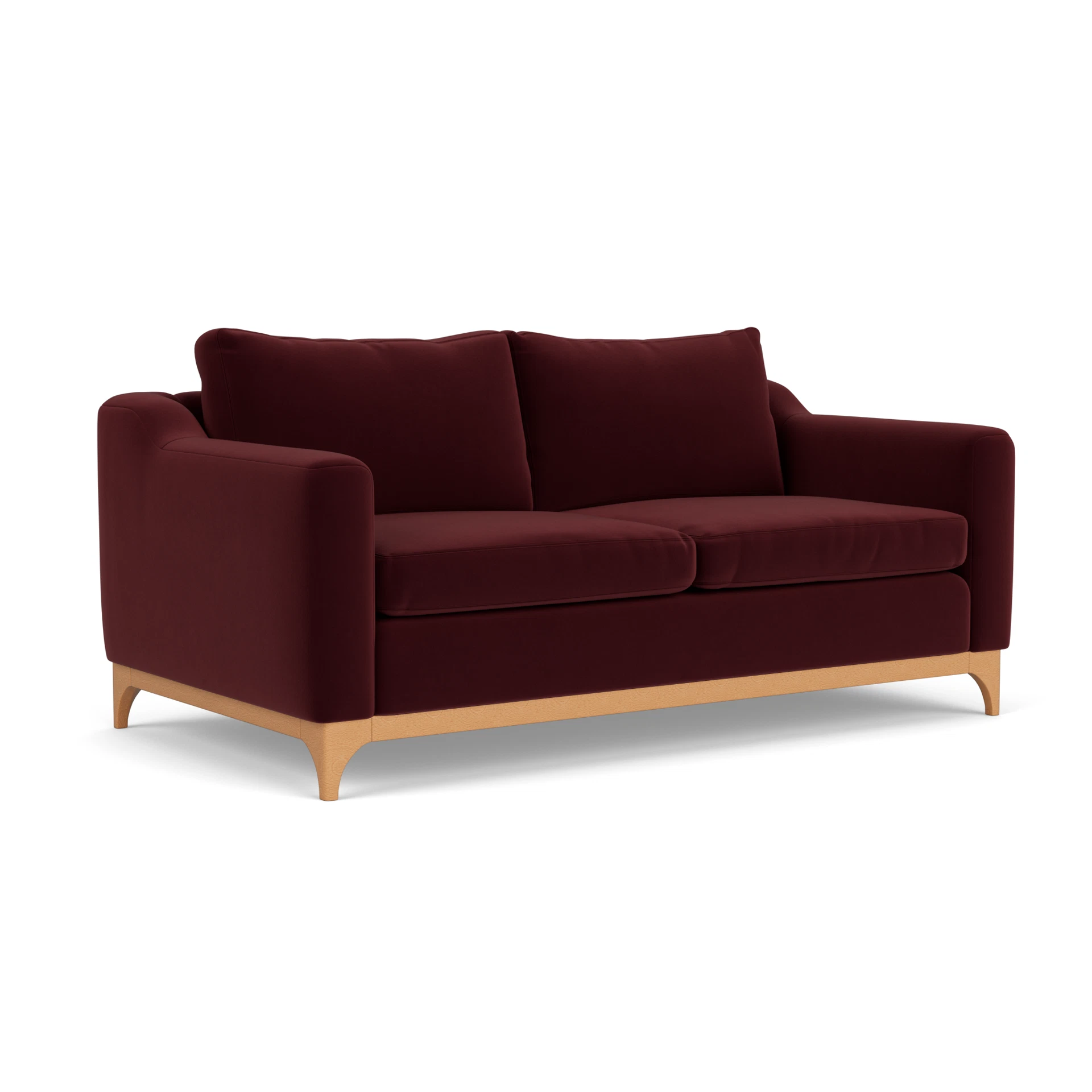 Watson 3 Seater Sofa in Matt Velvet - Dark Rosehip with Light legs