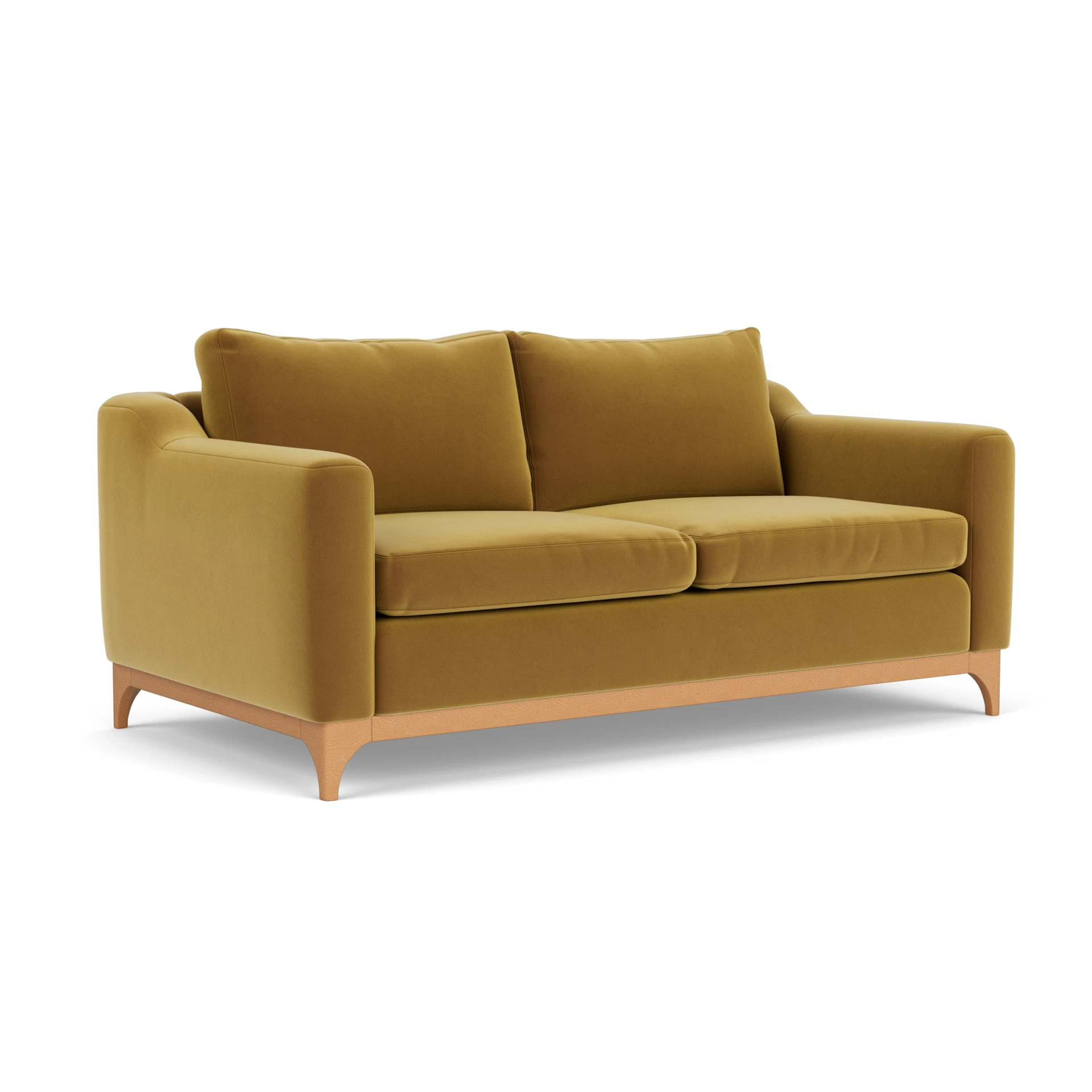 Watson 3 Seater Sofa in Matt Velvet - Mustard with Light legs