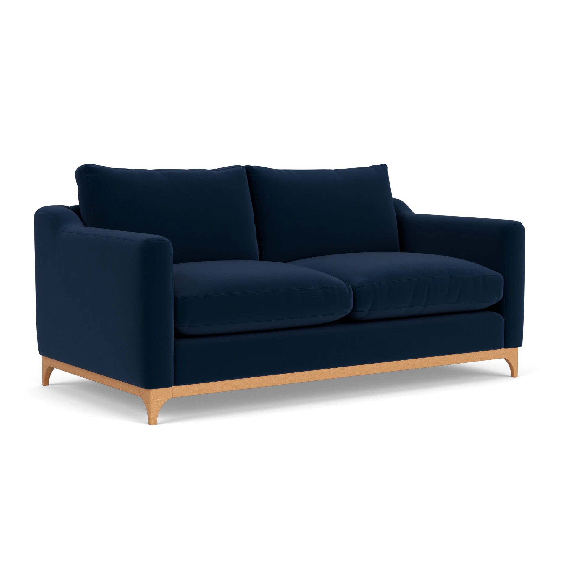 Watson 4 Seater Sofa in Matt Velvet - Deep Blue with Light legs
