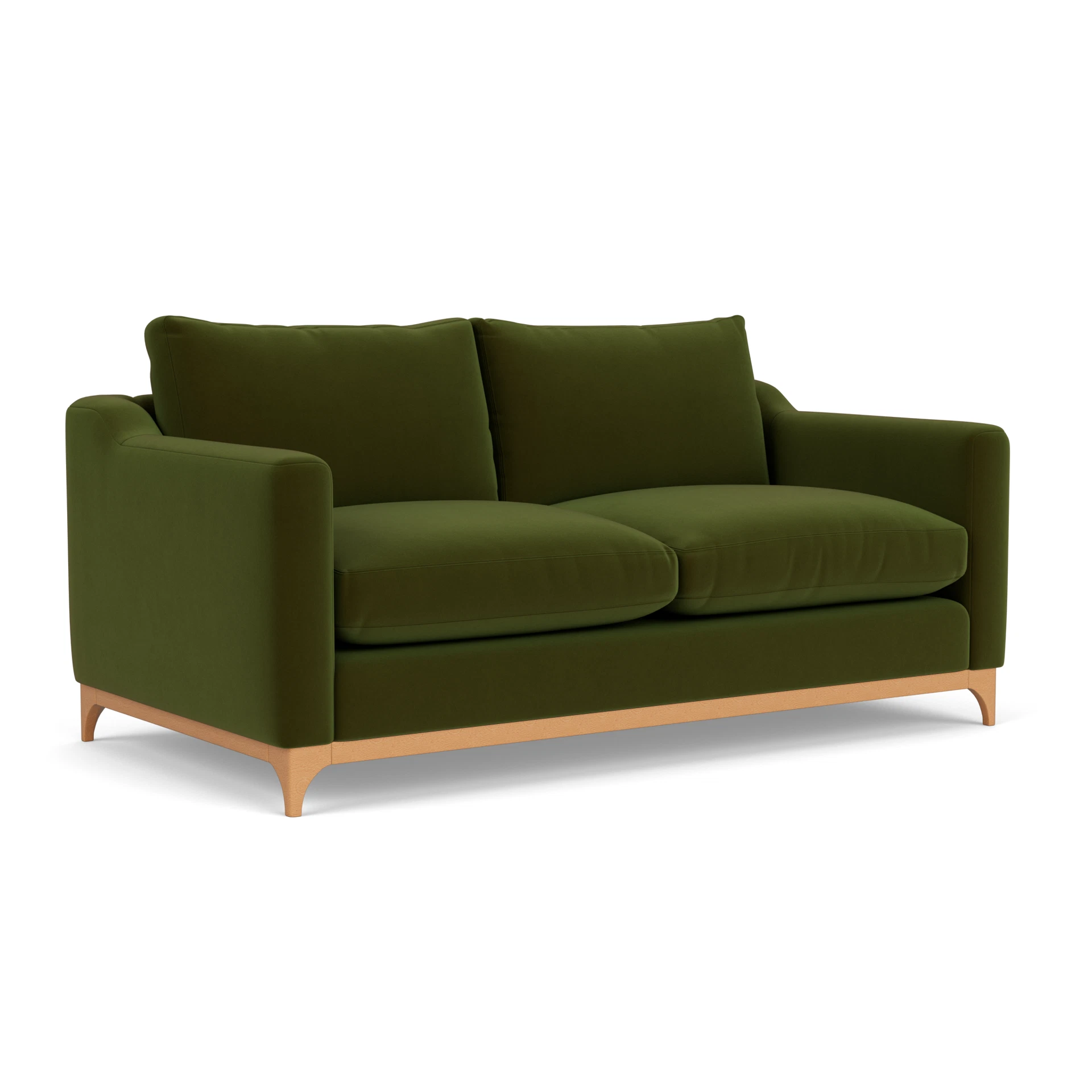 Watson 4 Seater Sofa in Matt Velvet - Forest Green with Light legs