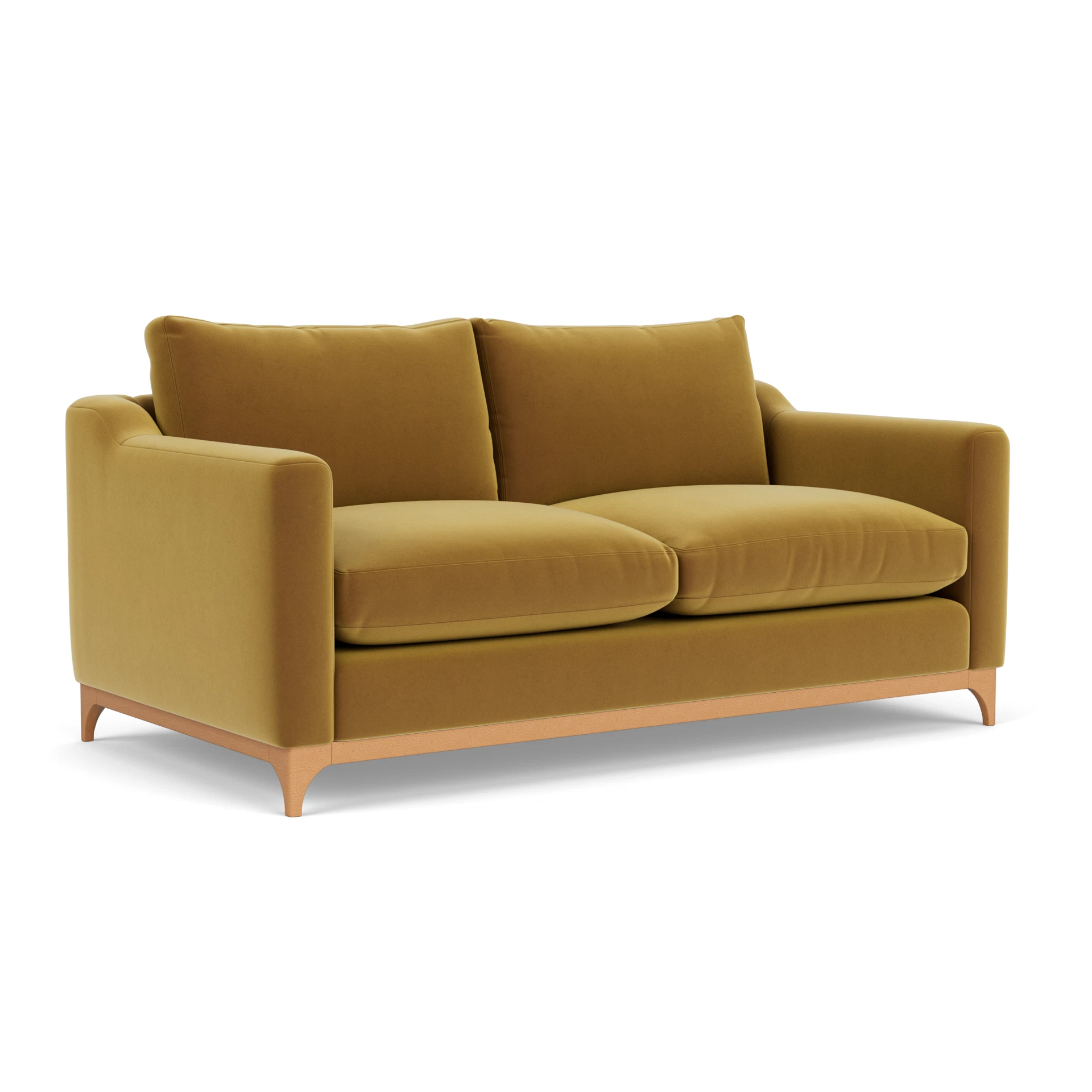 Watson 4 Seater Sofa in Matt Velvet - Mustard with Light legs