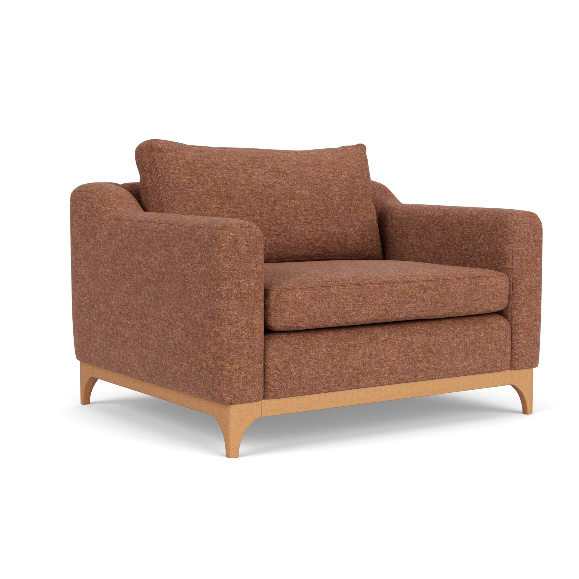 Watson Love Seat in Aquaclean Oxford - Brick Marl with Light legs