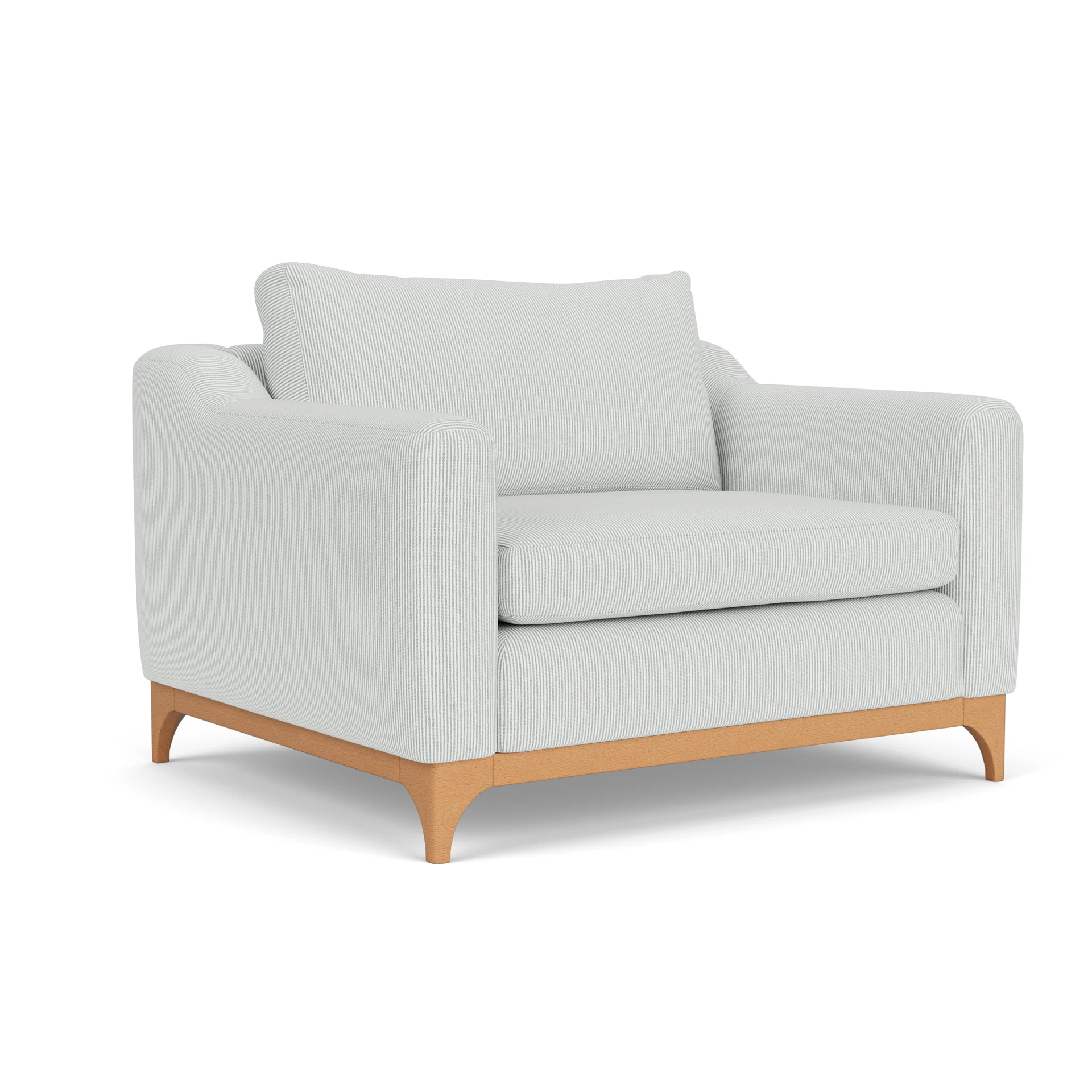 Watson Love Seat in Broadway Stripe - Duck Egg with Light legs