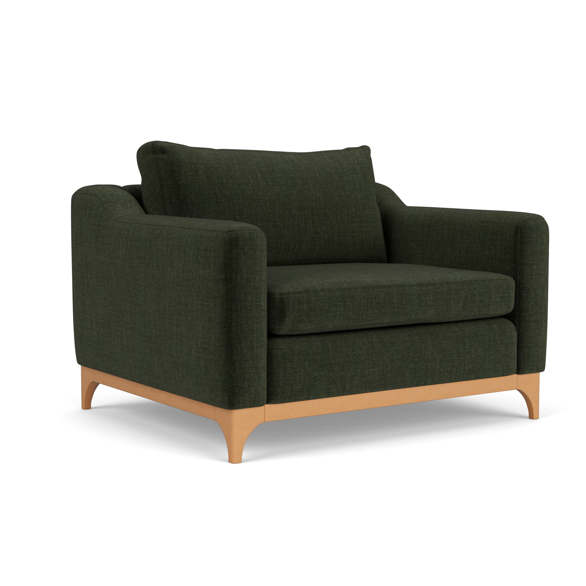 Watson Love Seat in Eco Chenille - Moss with Light legs