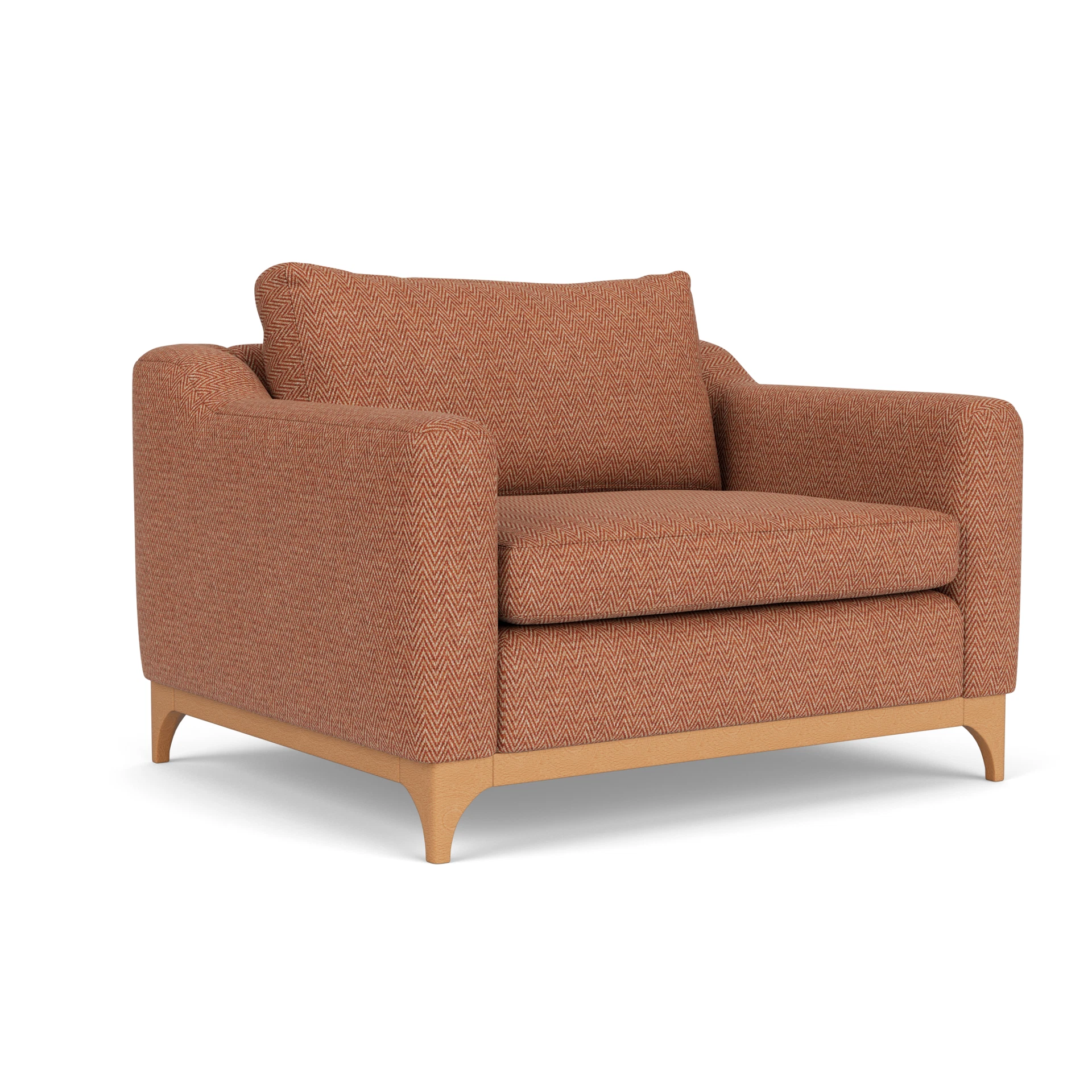 Watson Love Seat in Herringbone Weave - Brick with Light legs