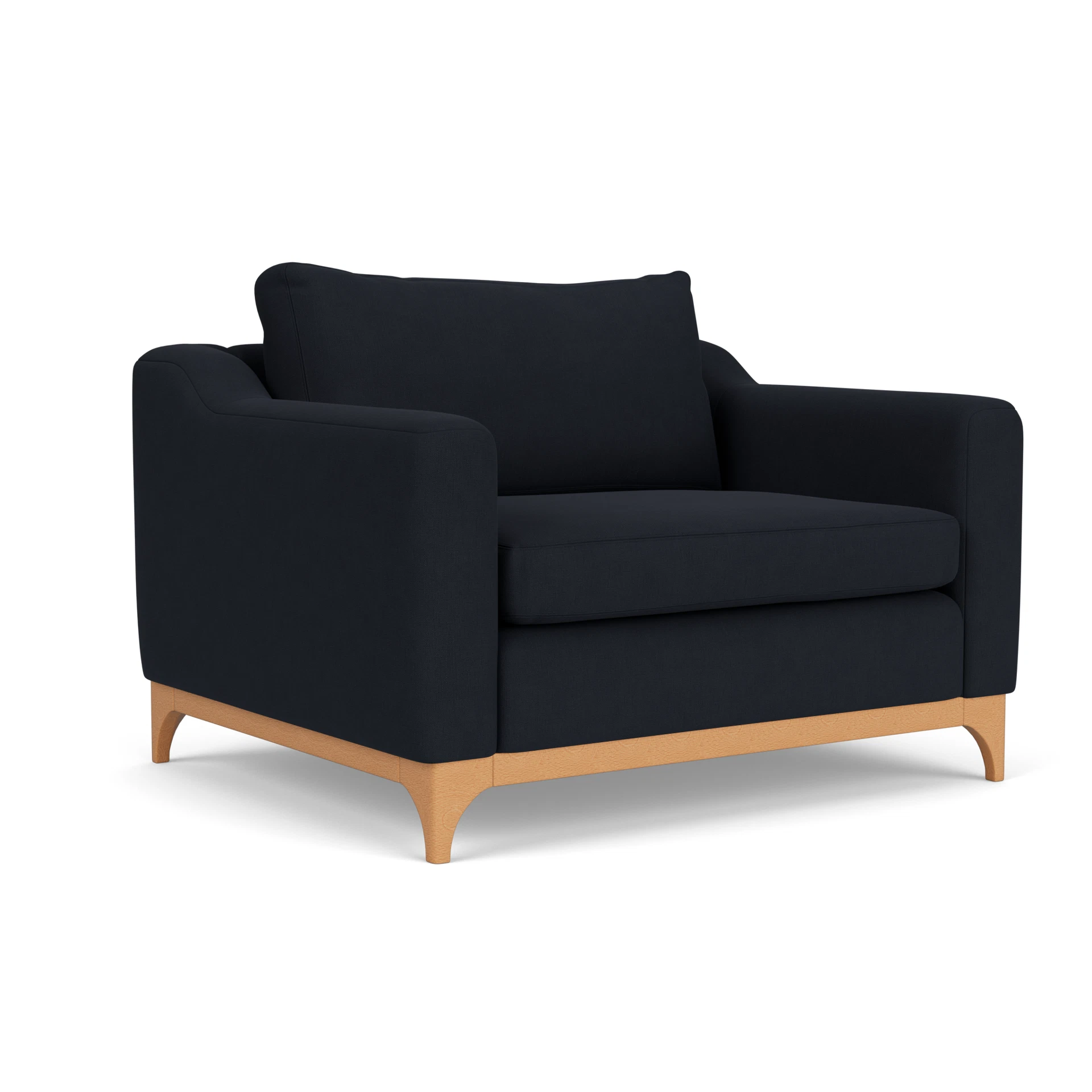 Watson Love Seat in House Linen Mix - Ink with Light legs