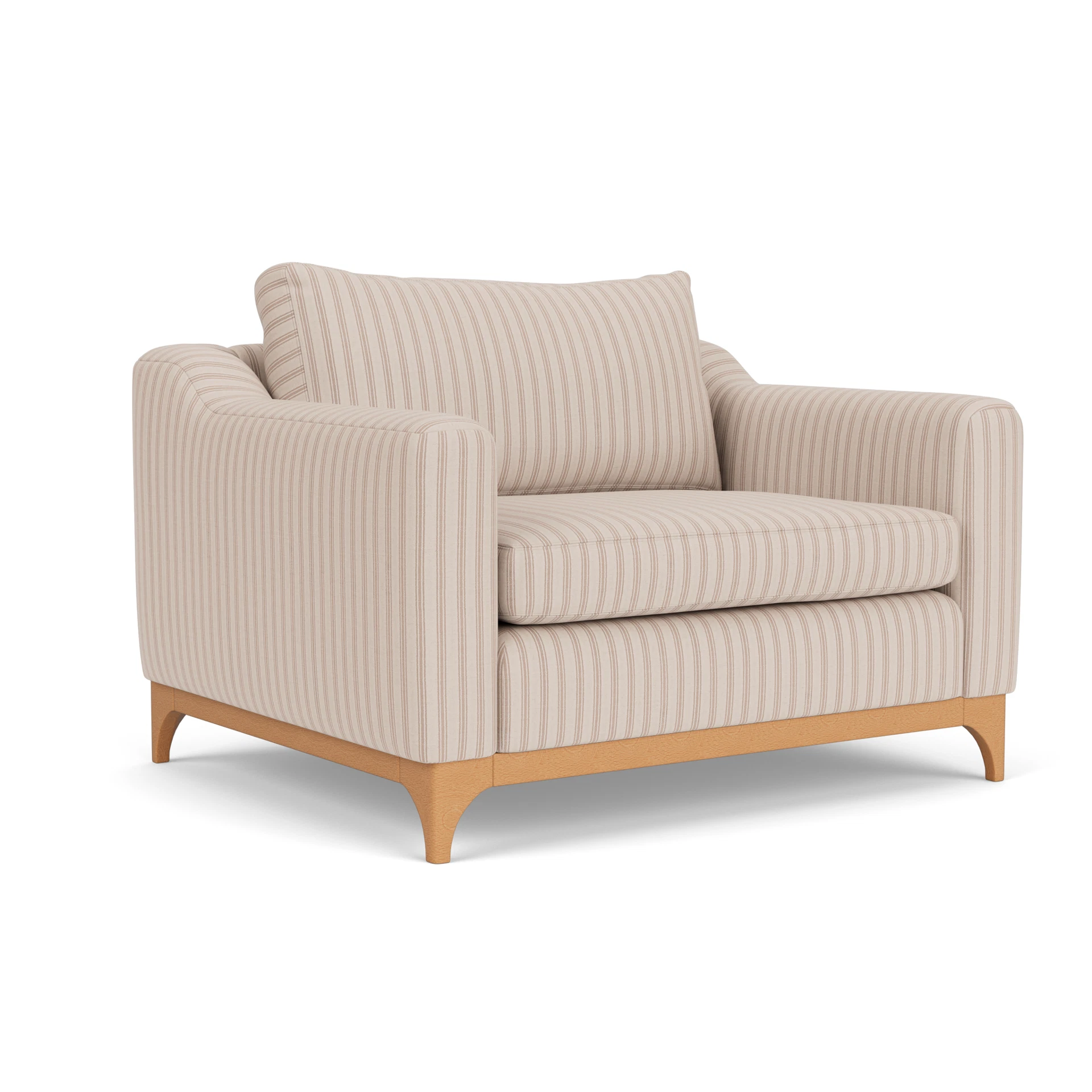 Watson Love Seat in Kingham Stripe - Flax with Light legs