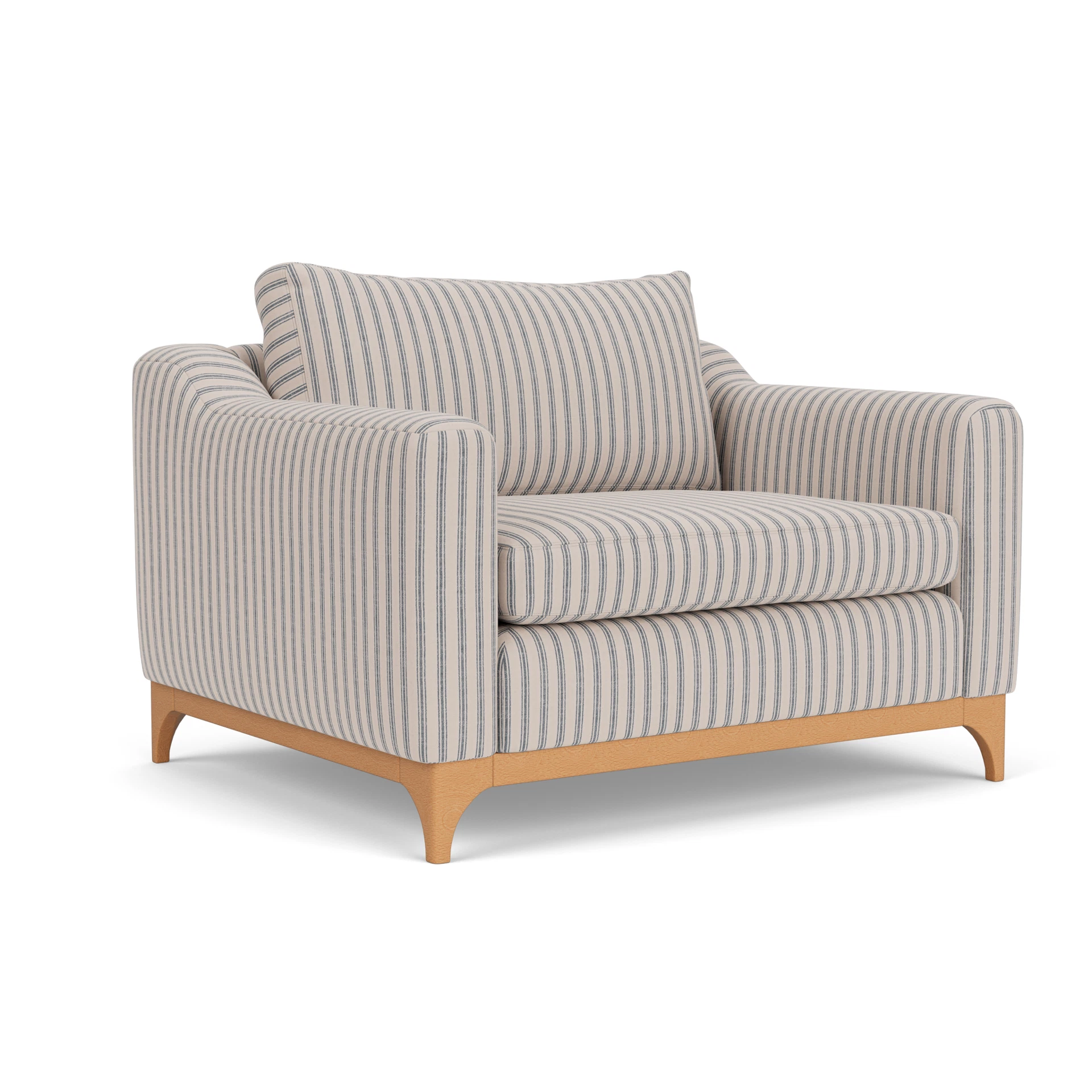 Watson Love Seat in Kingham Stripe - Indigo with Light legs