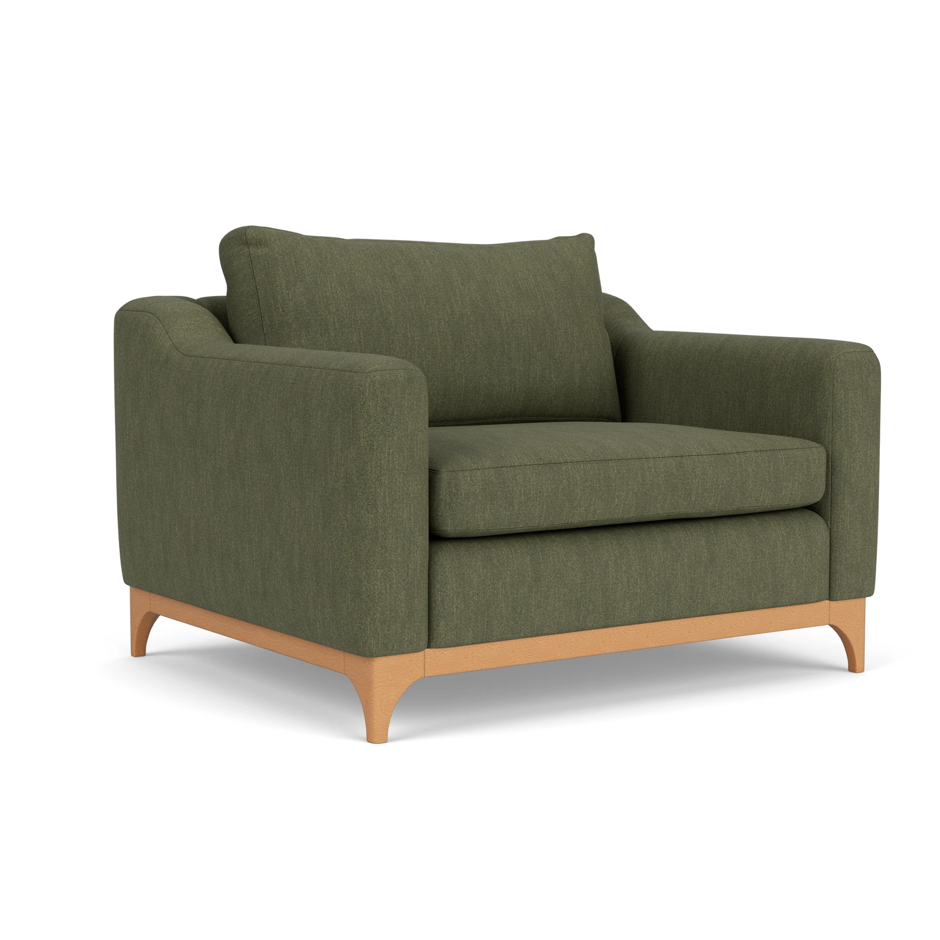 Watson Love Seat in Luxury Italian Linen - Fern with Light legs