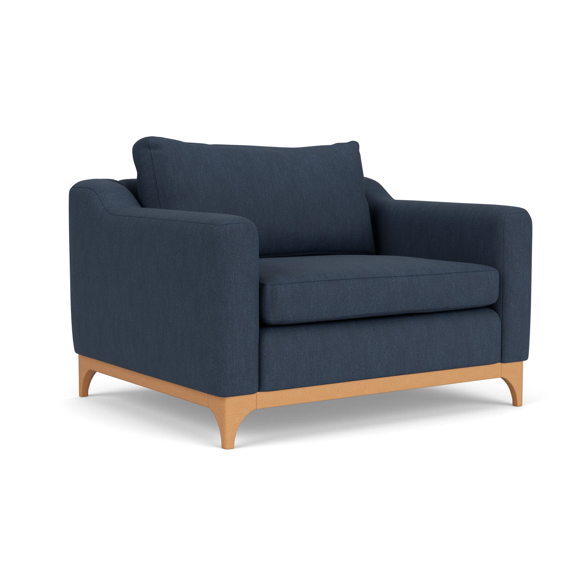 Watson Love Seat in Luxury Italian Linen - Indigo with Light legs