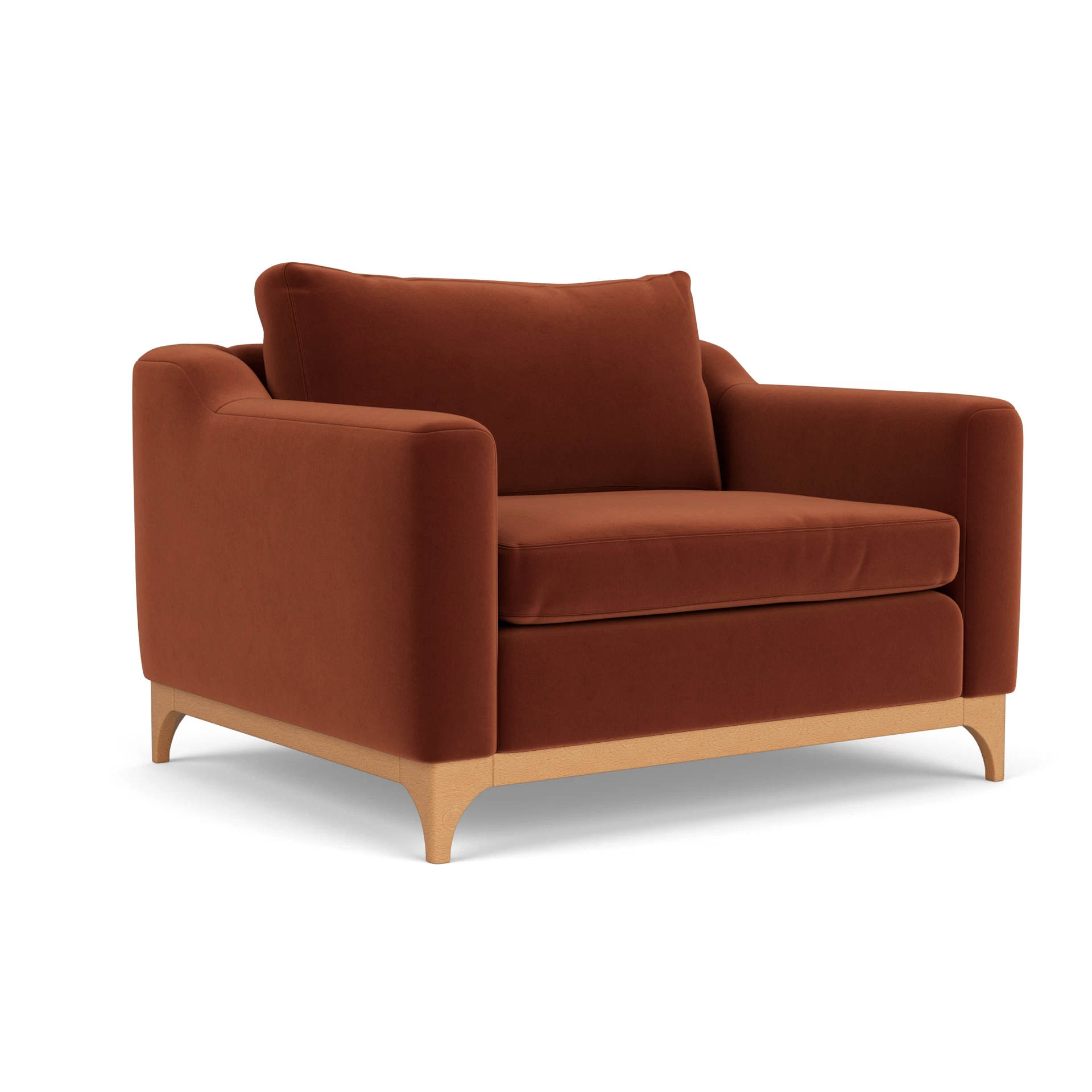 Watson Love Seat in Matt Velvet - Brick with Light legs