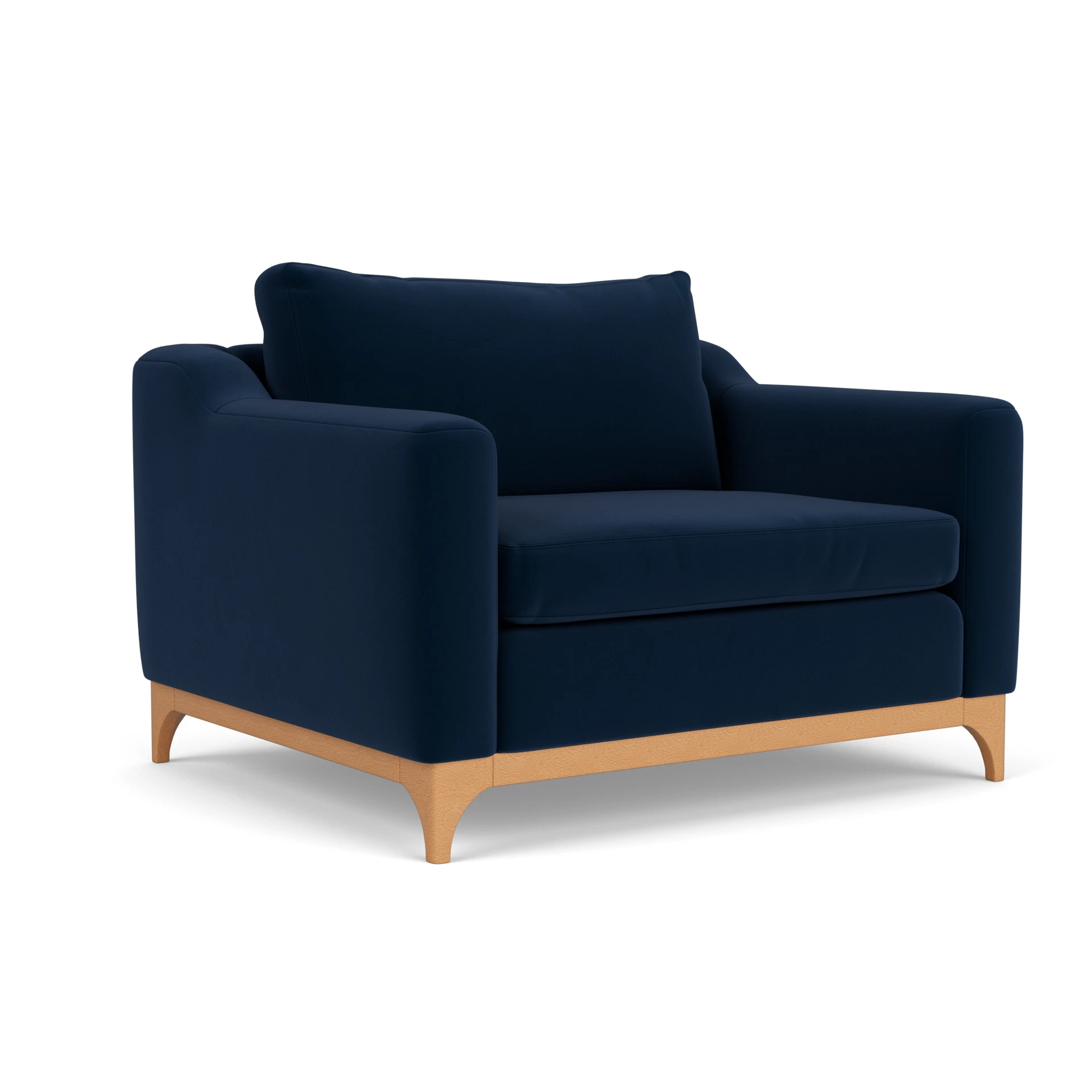 Watson Love Seat in Matt Velvet - Deep Blue with Light legs