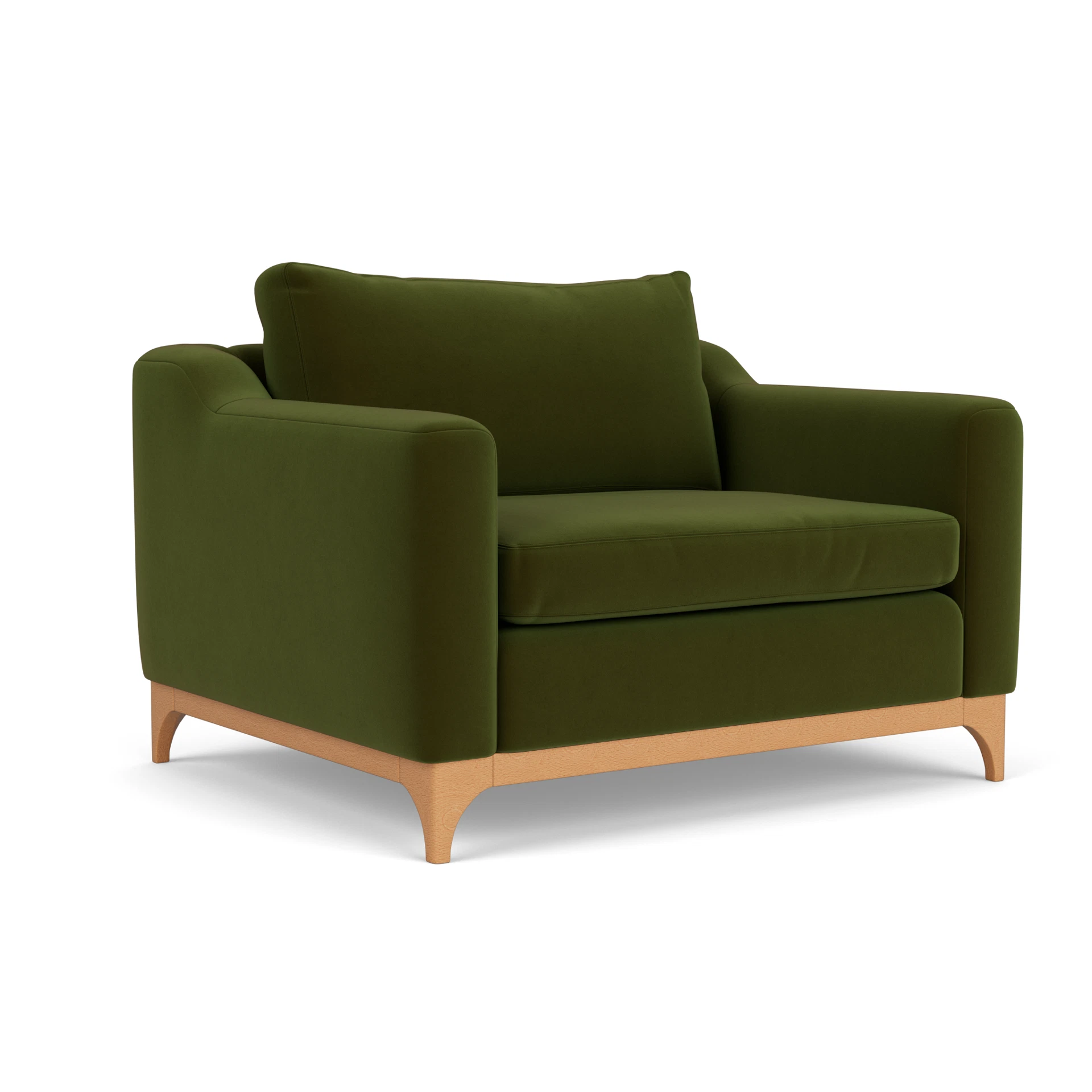 Watson Love Seat in Matt Velvet - Forest Green with Light legs