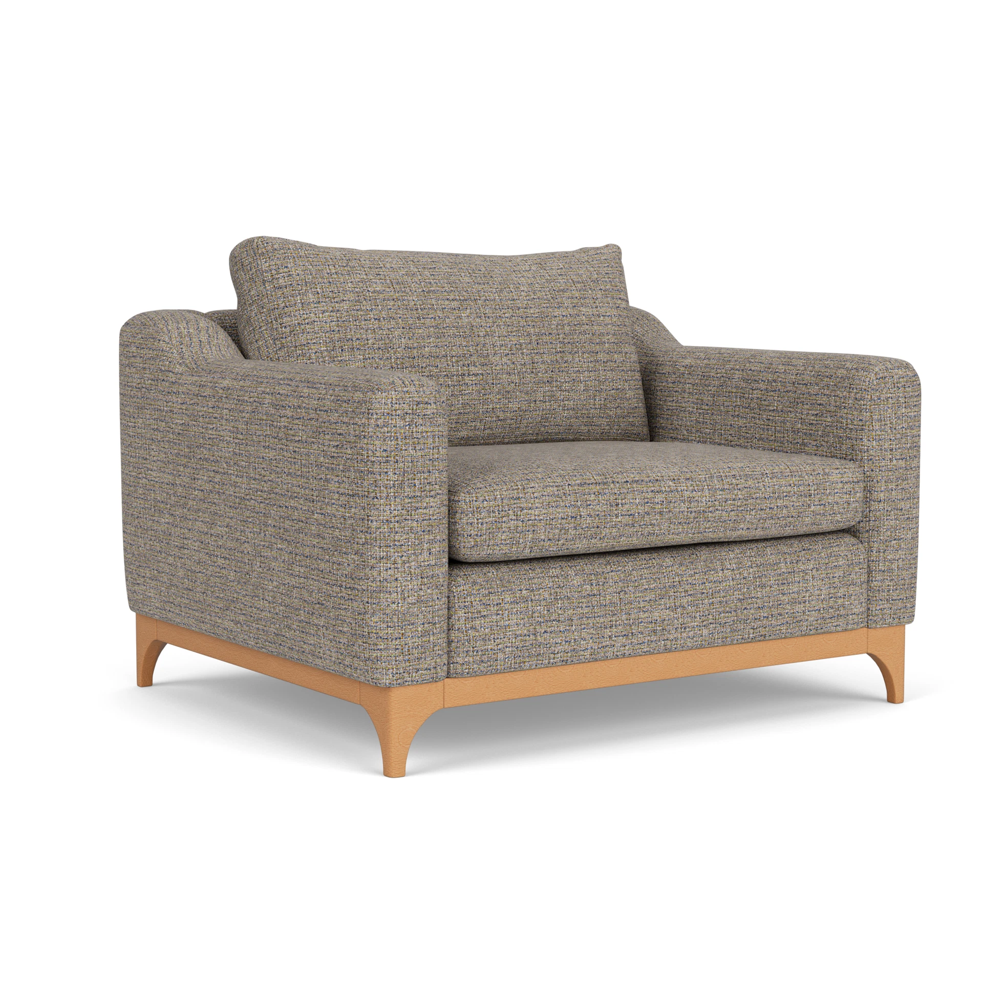 Watson Love Seat in Textured Weave - Shoreline Mix with Light legs
