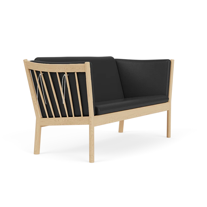 J148 - 2-Seater Sofa - Oak - Black leather