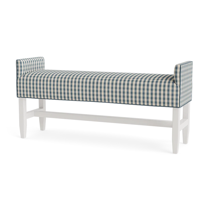 Blue Gingham Accent Bench: Celeste in Millie Harbor | Pepper Home