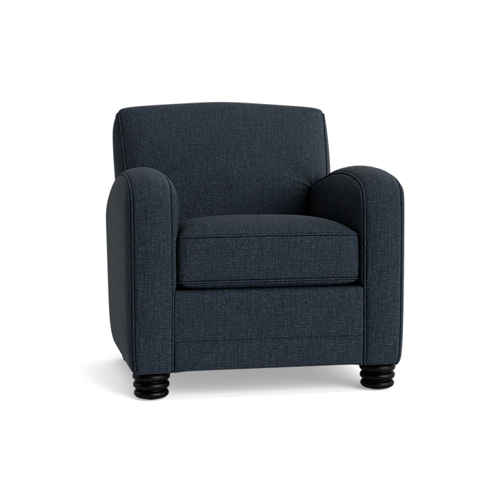 Navy Upholstered Armchair: Henry in Midnight | Pepper Home